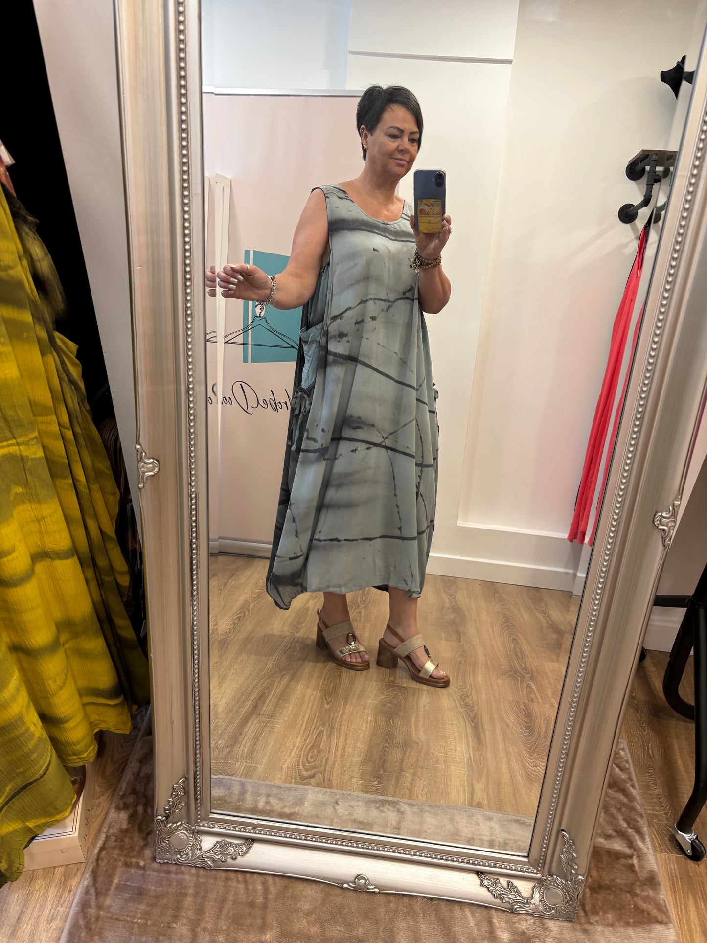 Tie Dye Pocket Detail Midaxi Dress