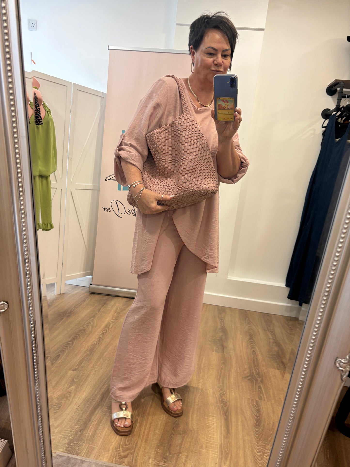 Button Detail Trouser Set