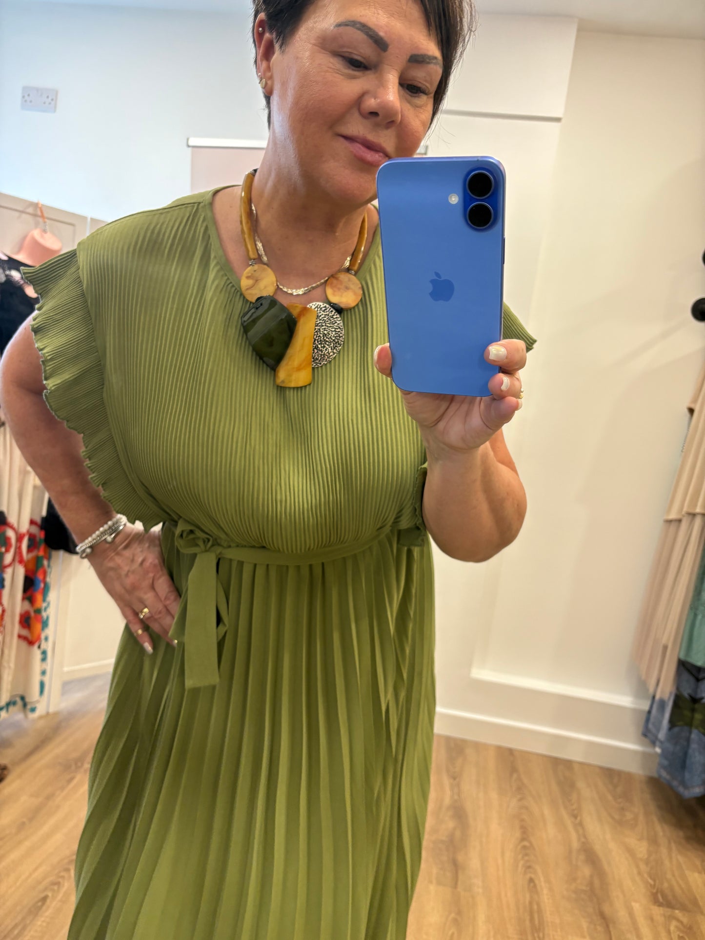 Plisse Pleated Maxi Dress
