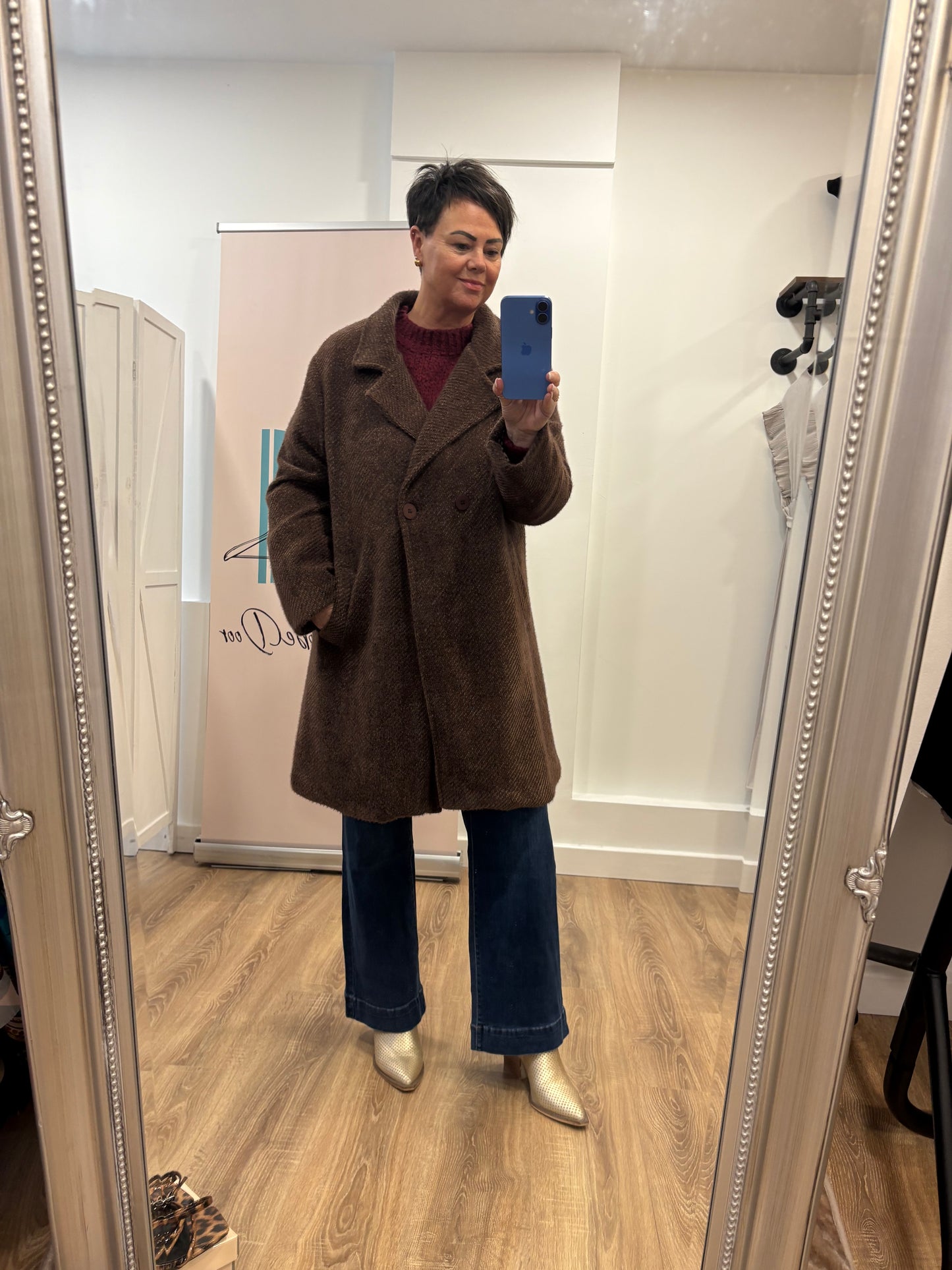 Double Breasted Coat with Animal Lining