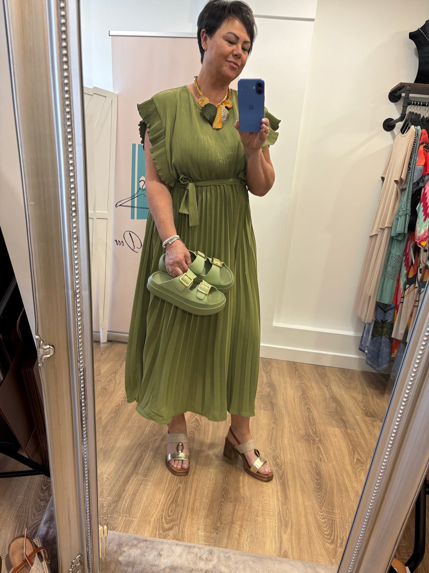 Plisse Pleated Maxi Dress