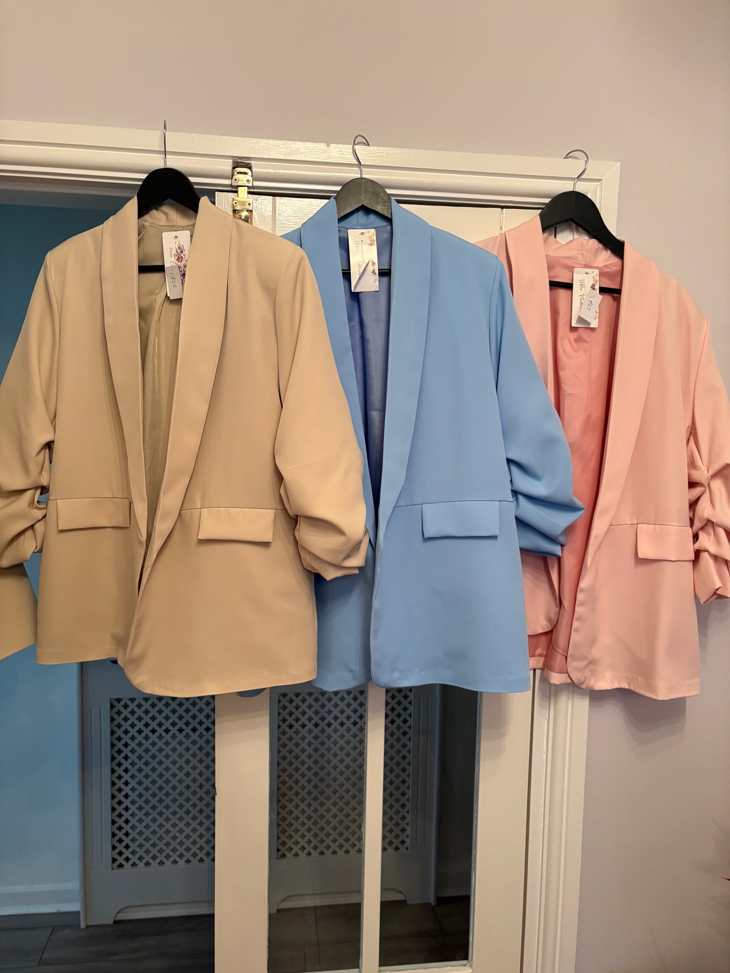 Ruched Sleeve Blazer