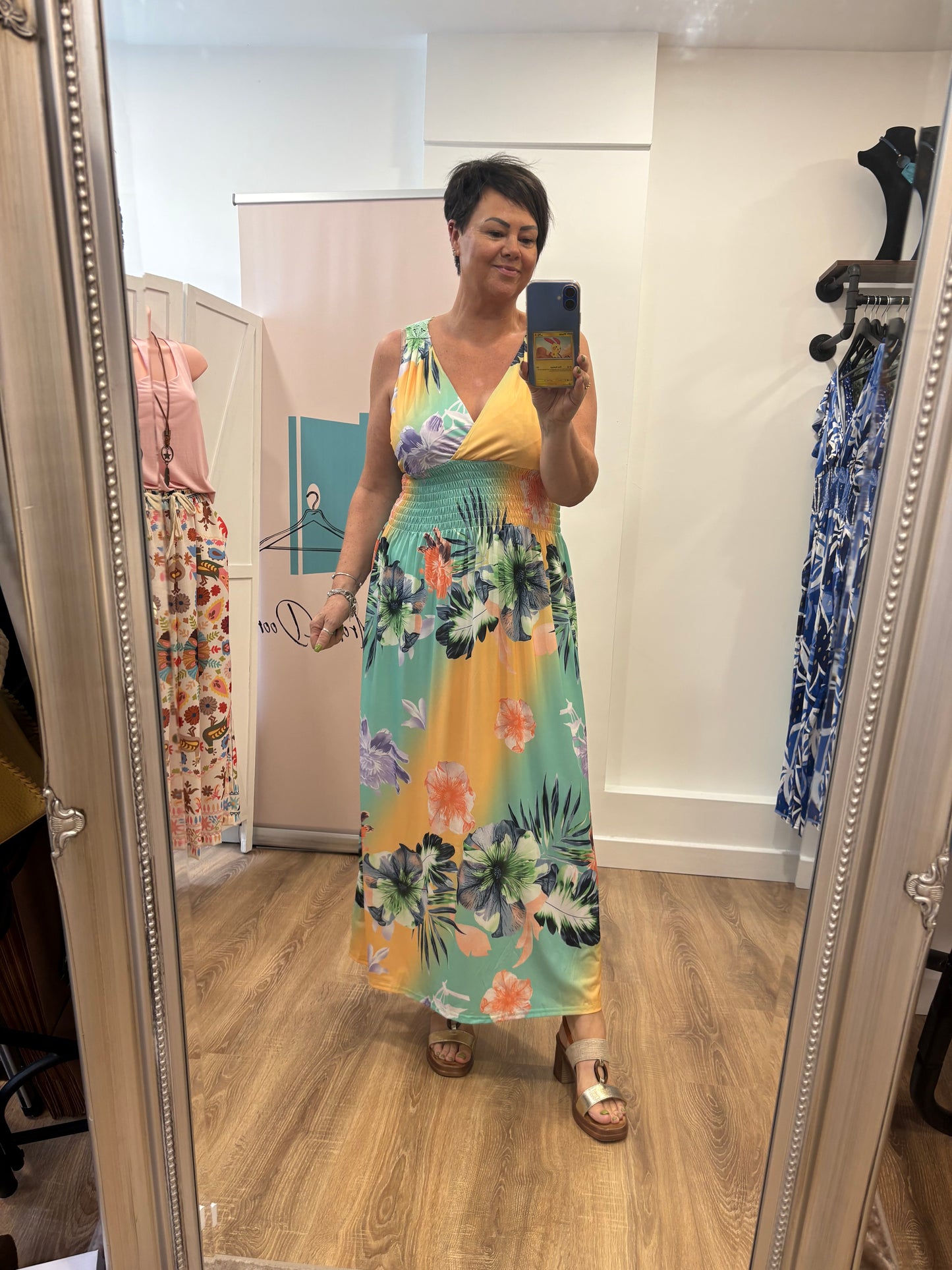 Stretchy lace top Maxi dress