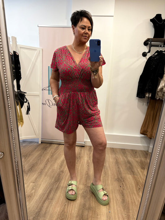 Slinky, Stretch, Tile Print Playsuit