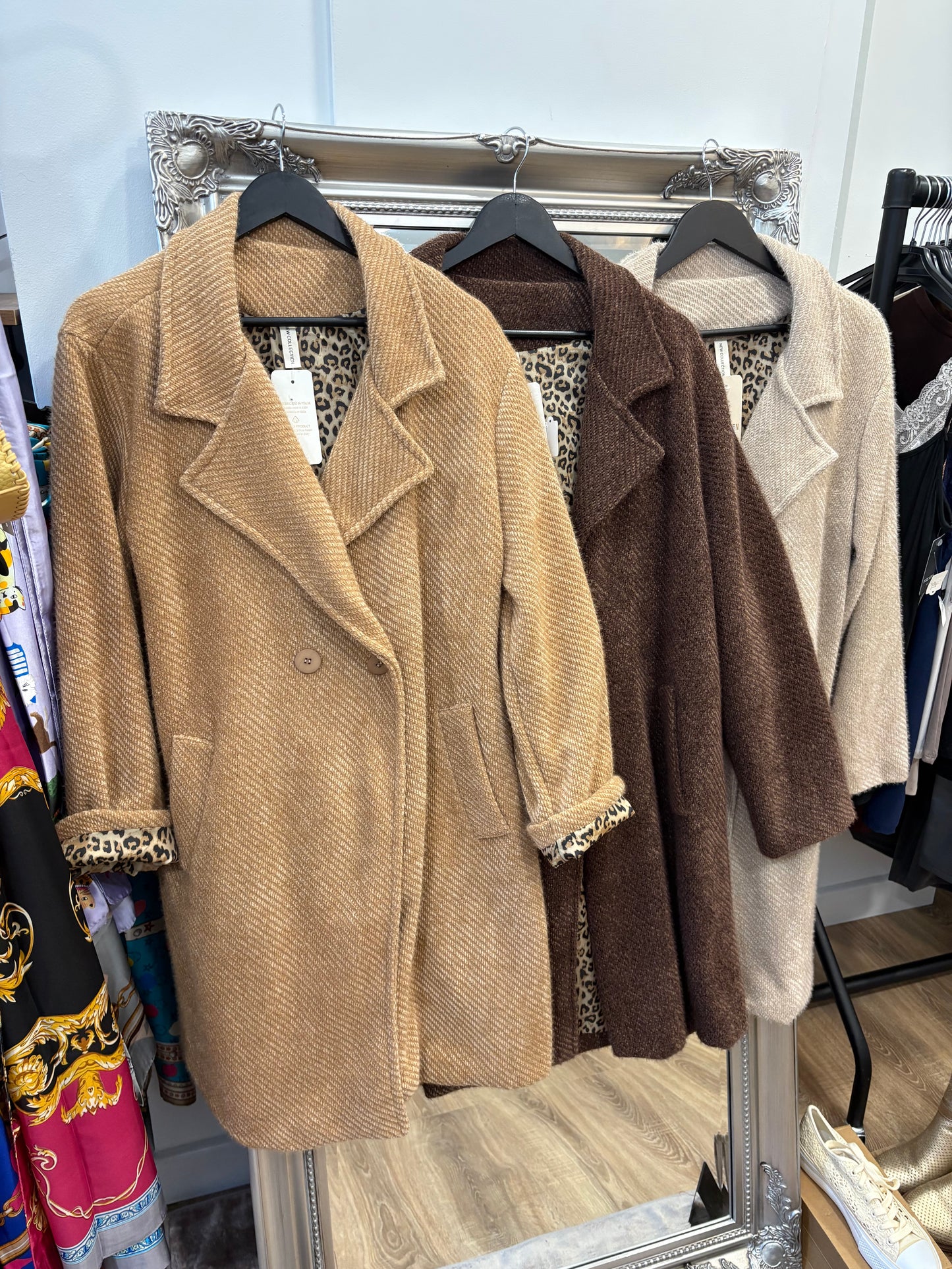 Double Breasted Coat with Animal Lining
