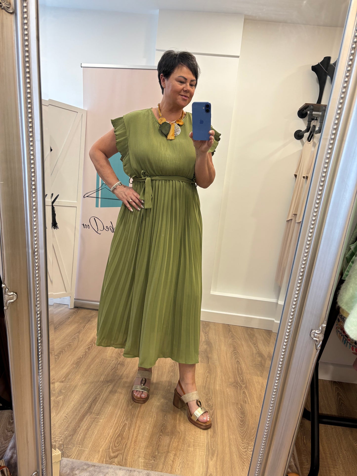 Plisse Pleated Maxi Dress