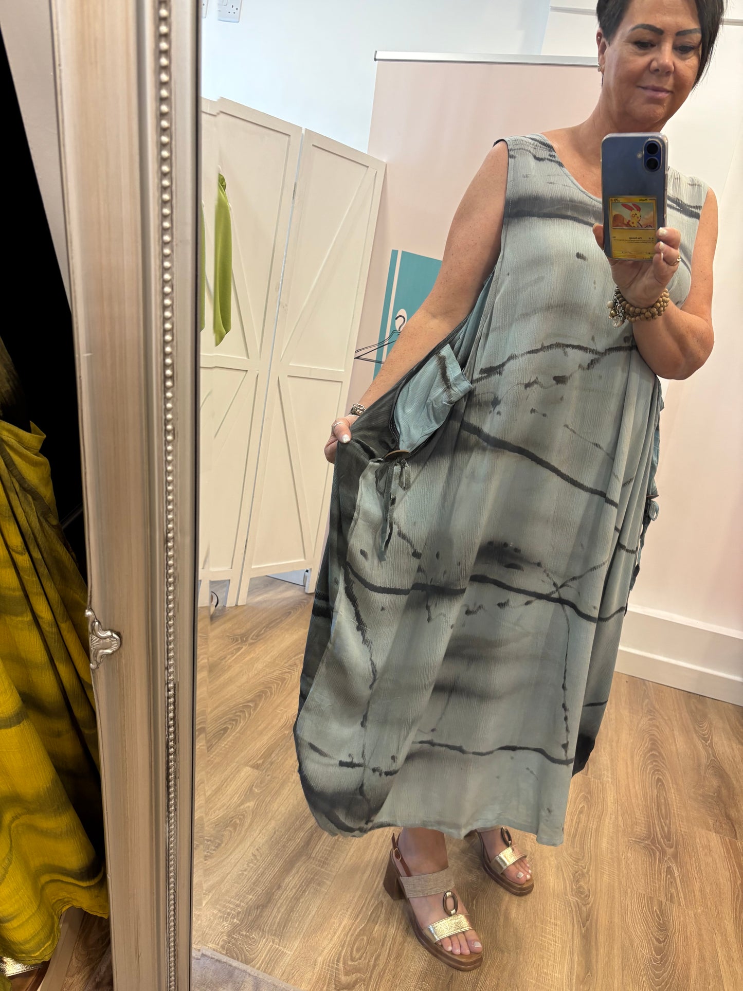 Tie Dye Pocket Detail Midaxi Dress