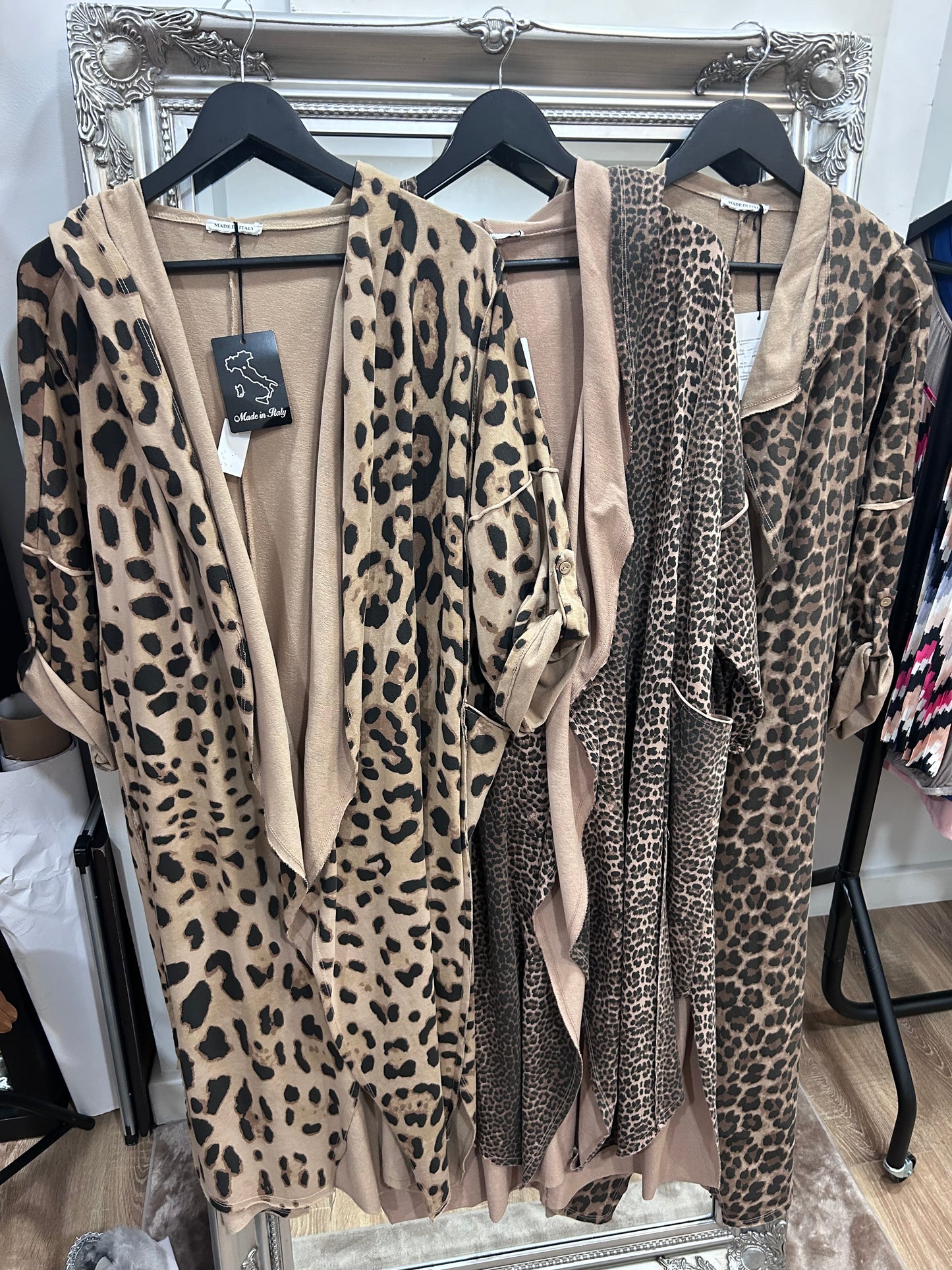 Longline, Animal Print, Hooded Cardigan.