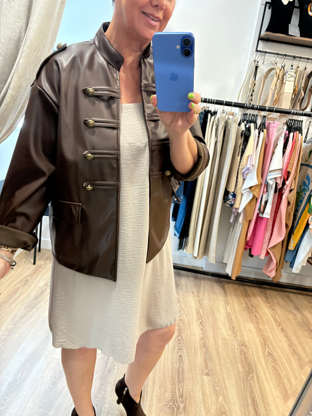 Faux Leather, Military Jacket