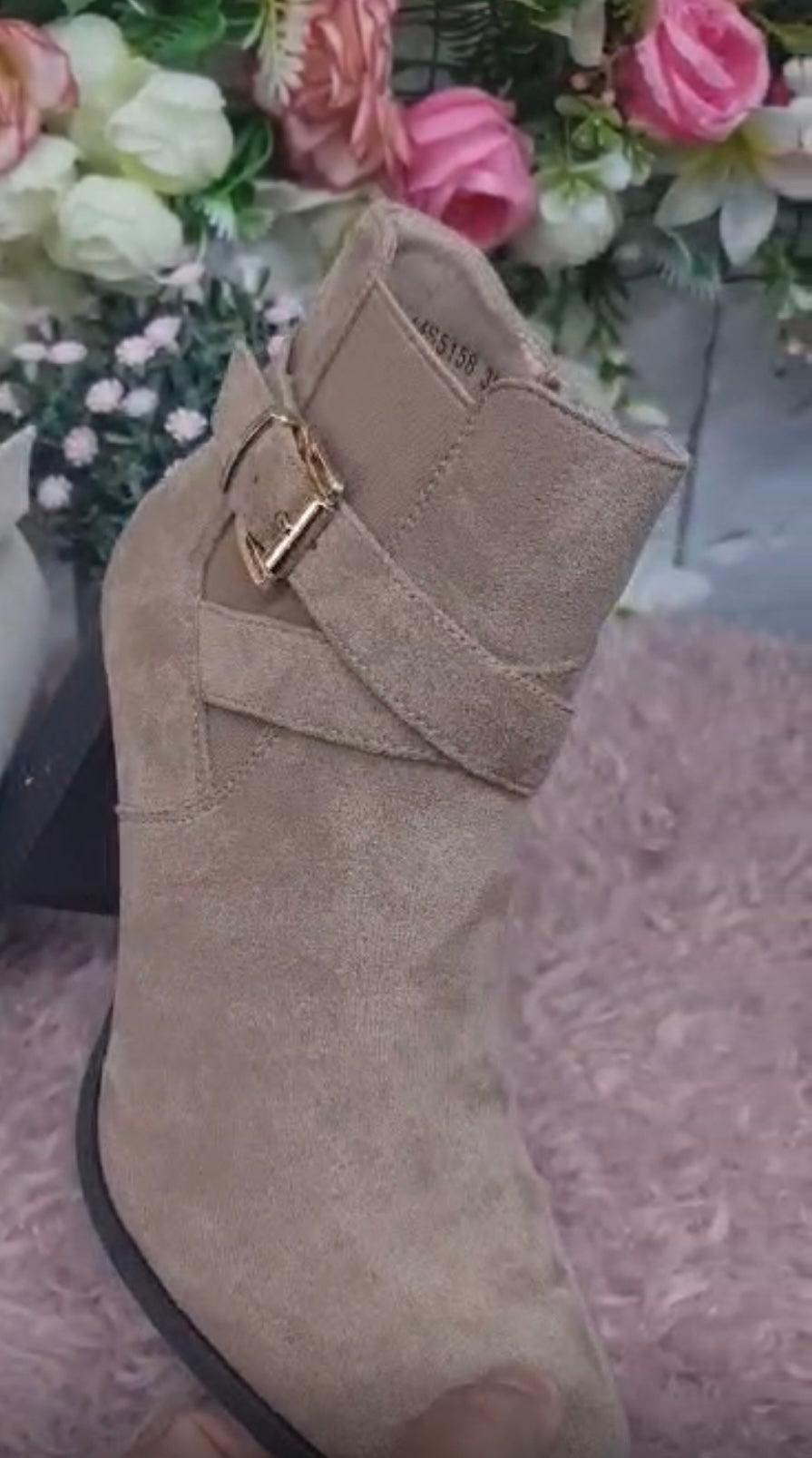 Beige Heeled Ankle Boot