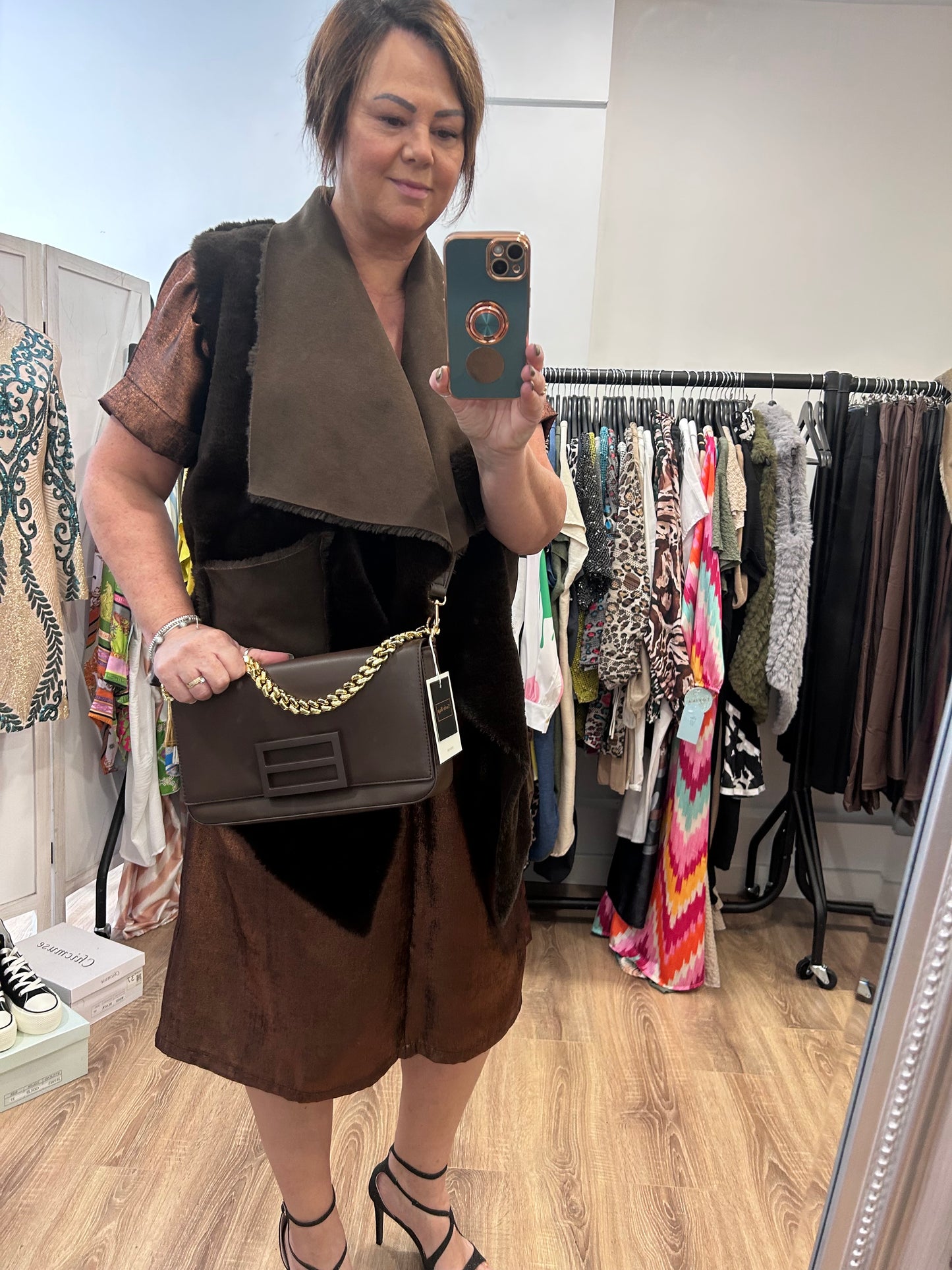Metallic Twist Front Midaxi Dress.