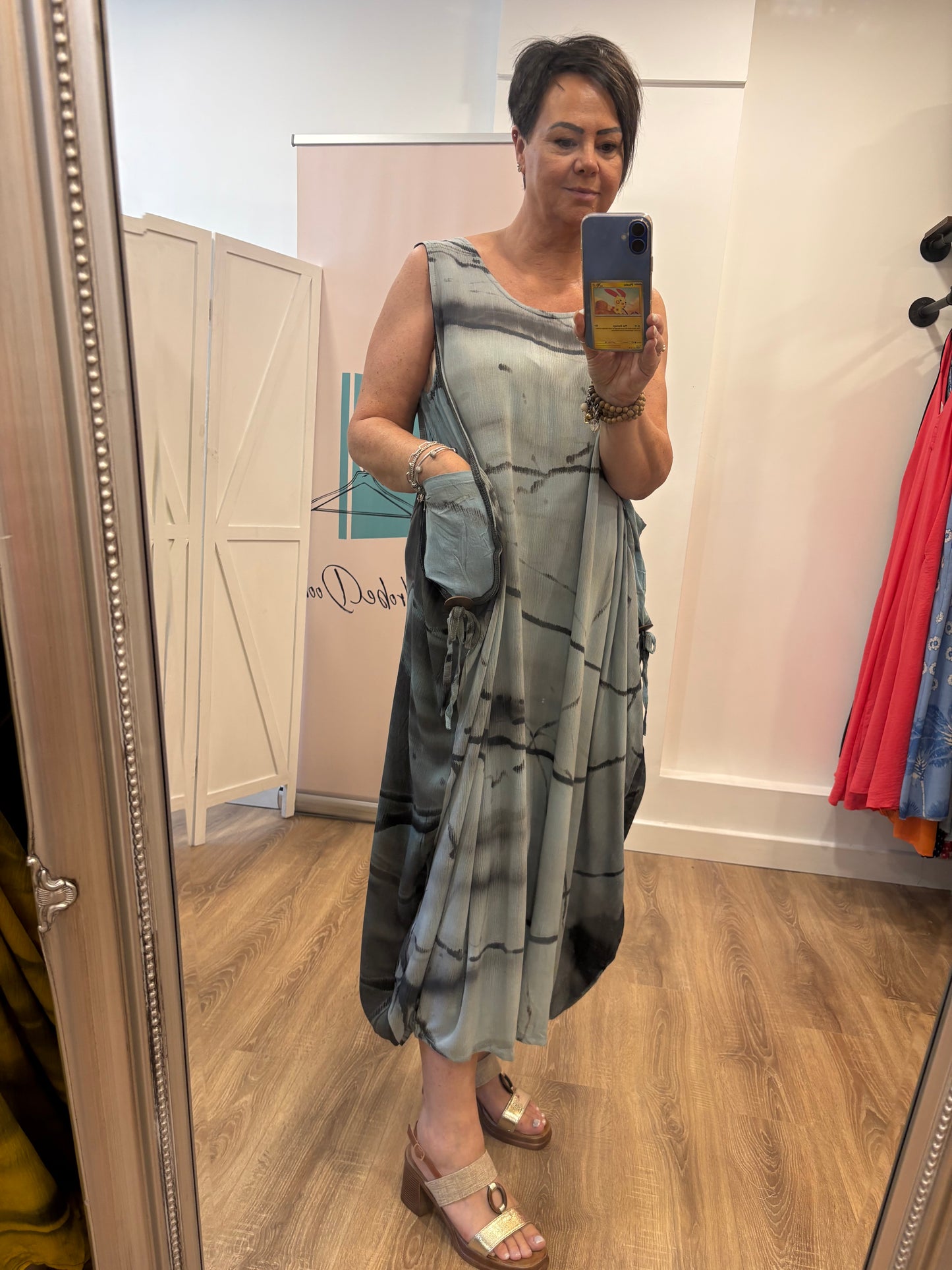 Tie Dye Pocket Detail Midaxi Dress