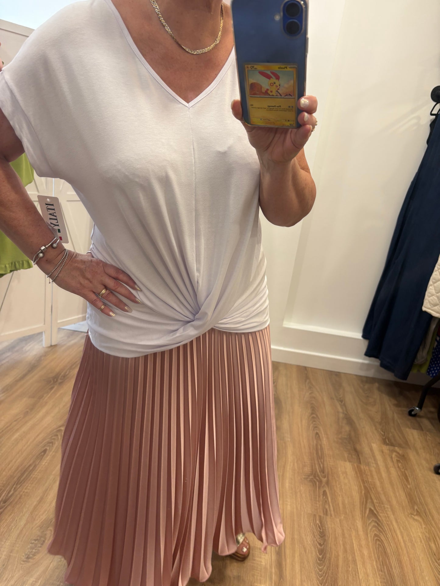 Twist Front V Neck T Shirt