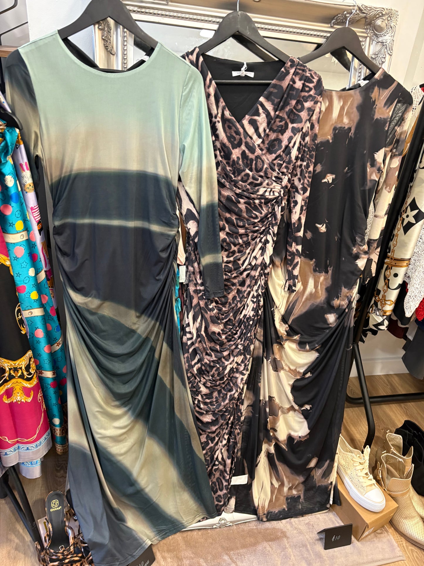 Mesh, Rushed Maxi Dress
