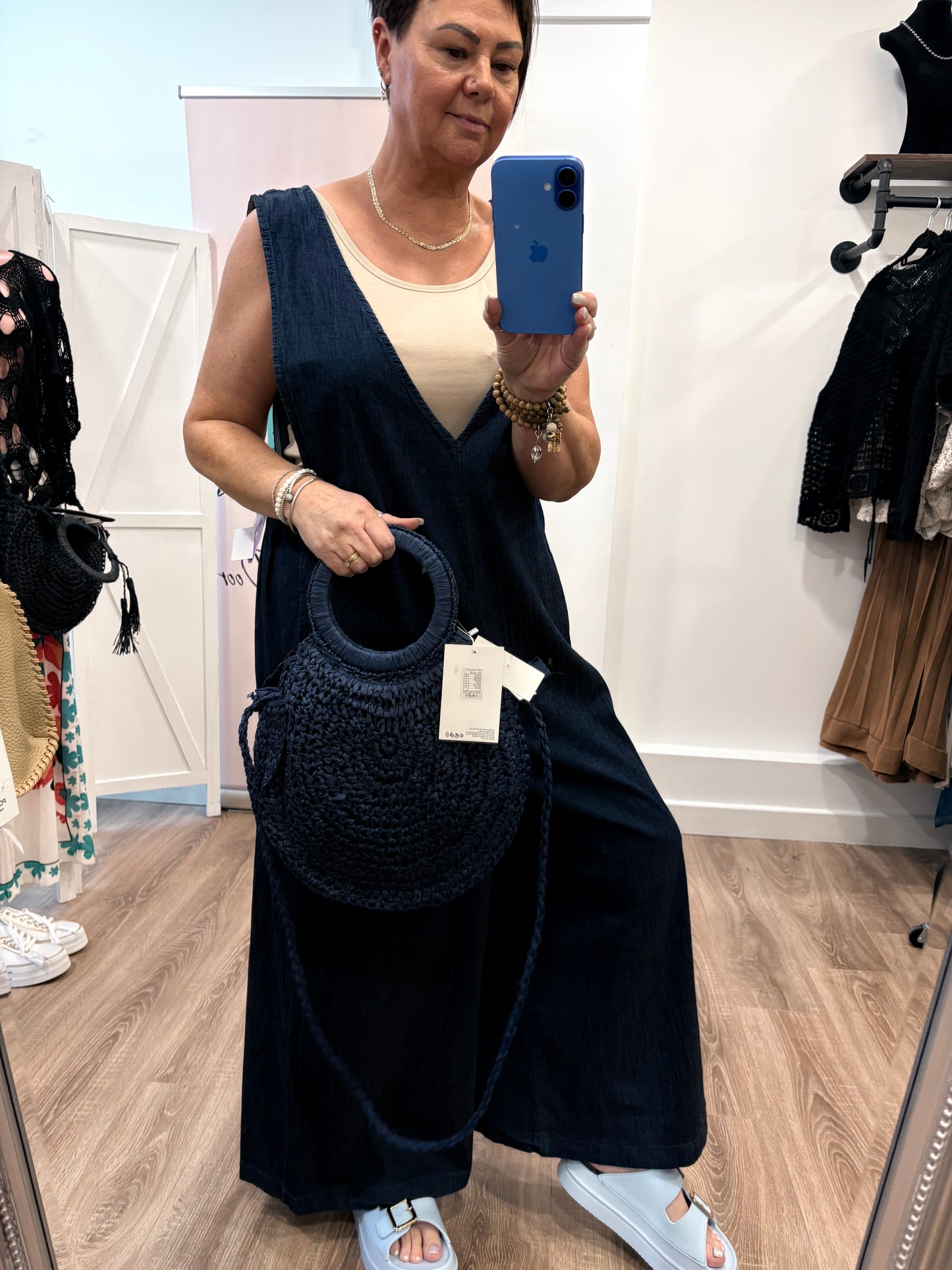 Denim Wide Leg Dungarees