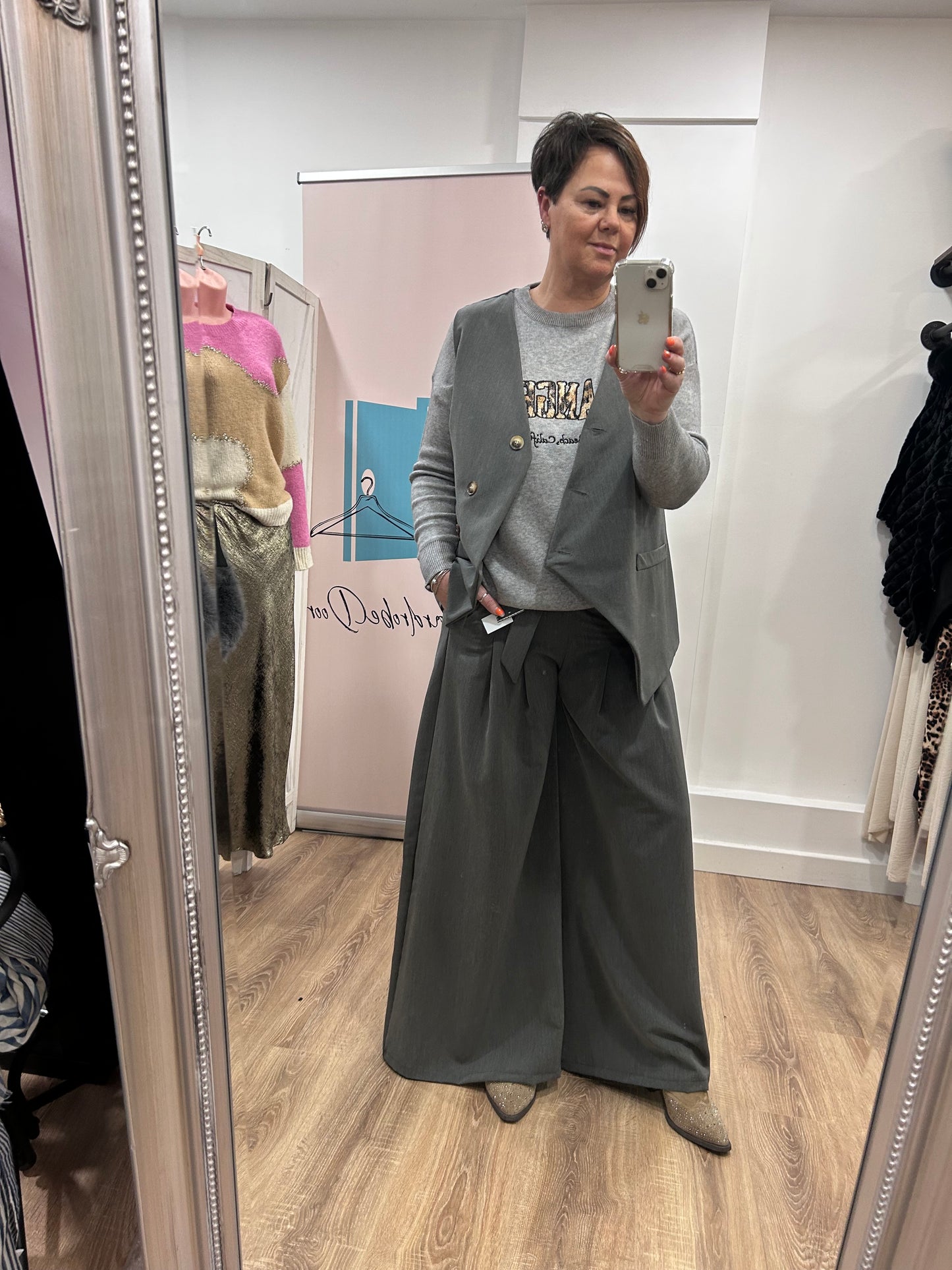 Belted Wide Leg Trouser