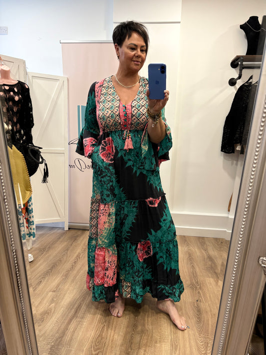 Silky, Tie Dye Maxi Dress