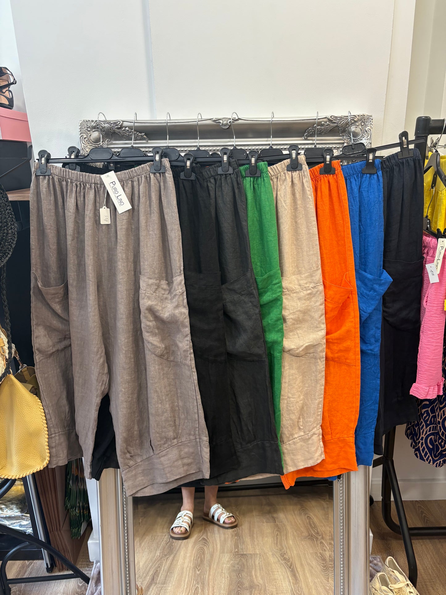 Cropped Pocket Linen Trousers