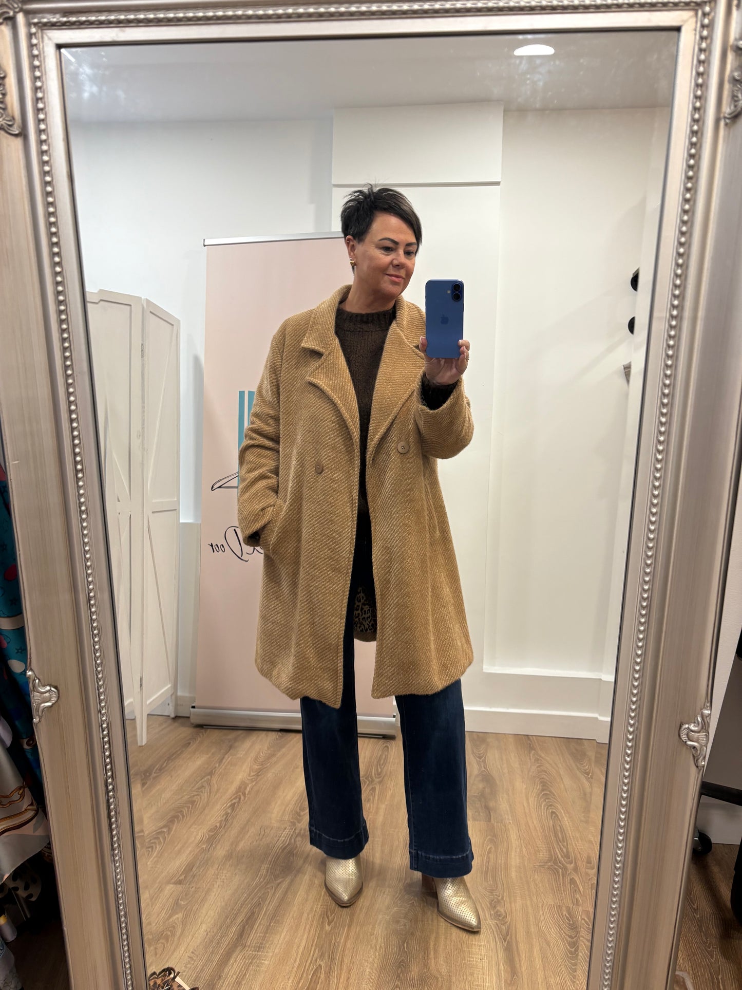 Double Breasted Coat with Animal Lining