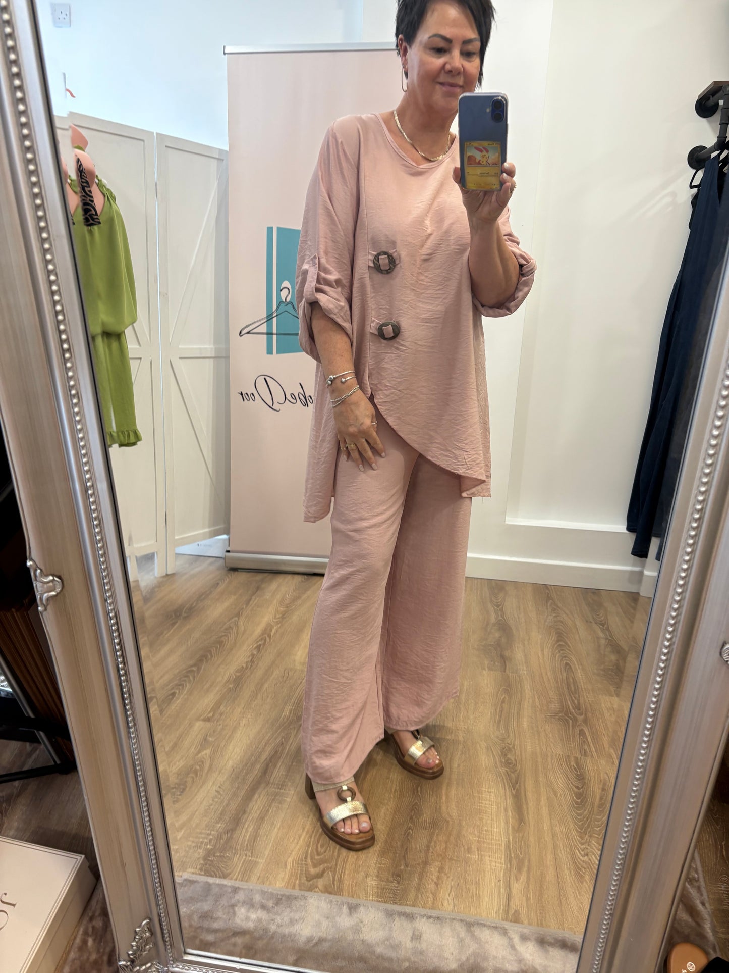 Button Detail Trouser Set