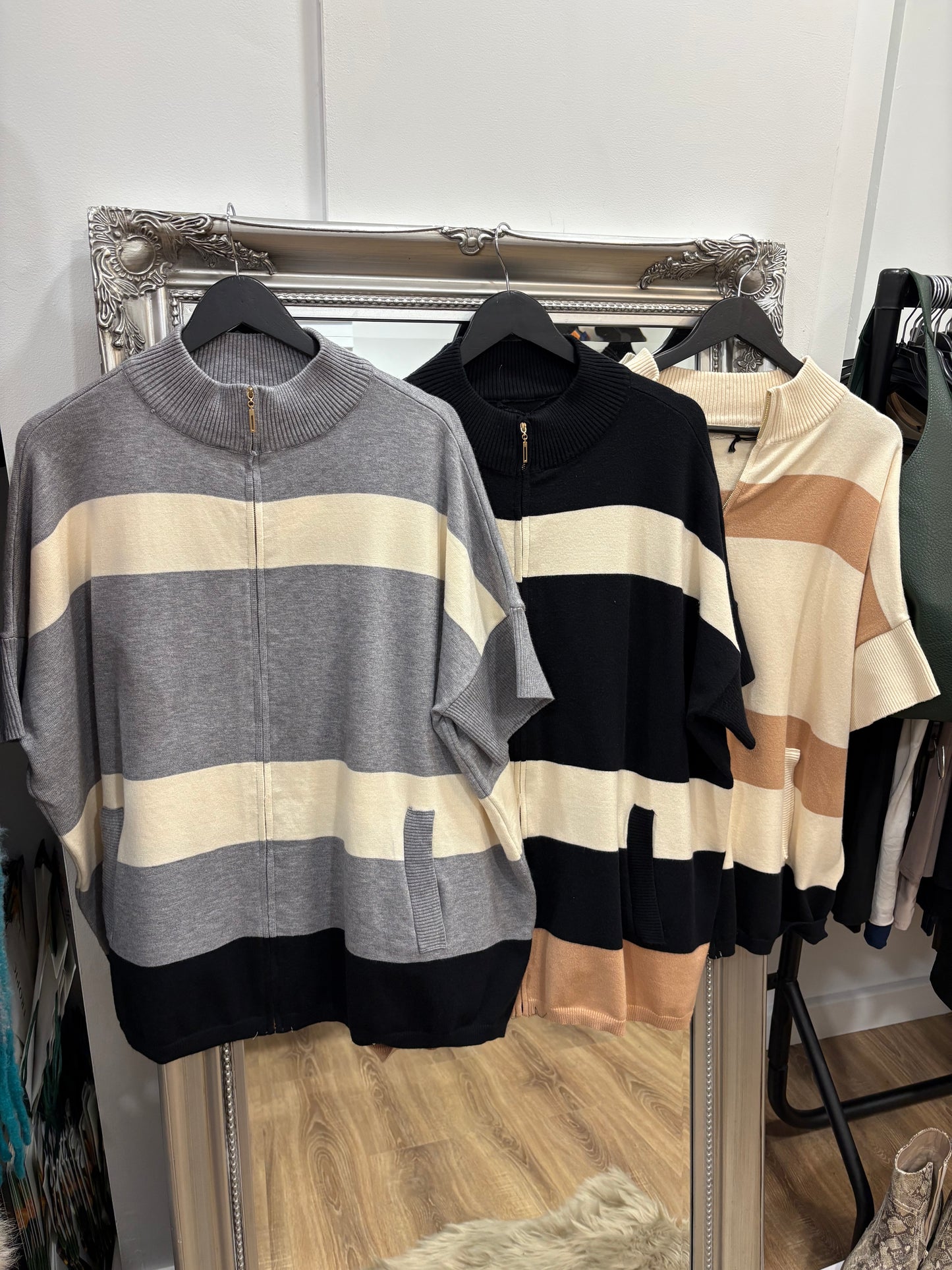 Stripe Zip up Cardigan