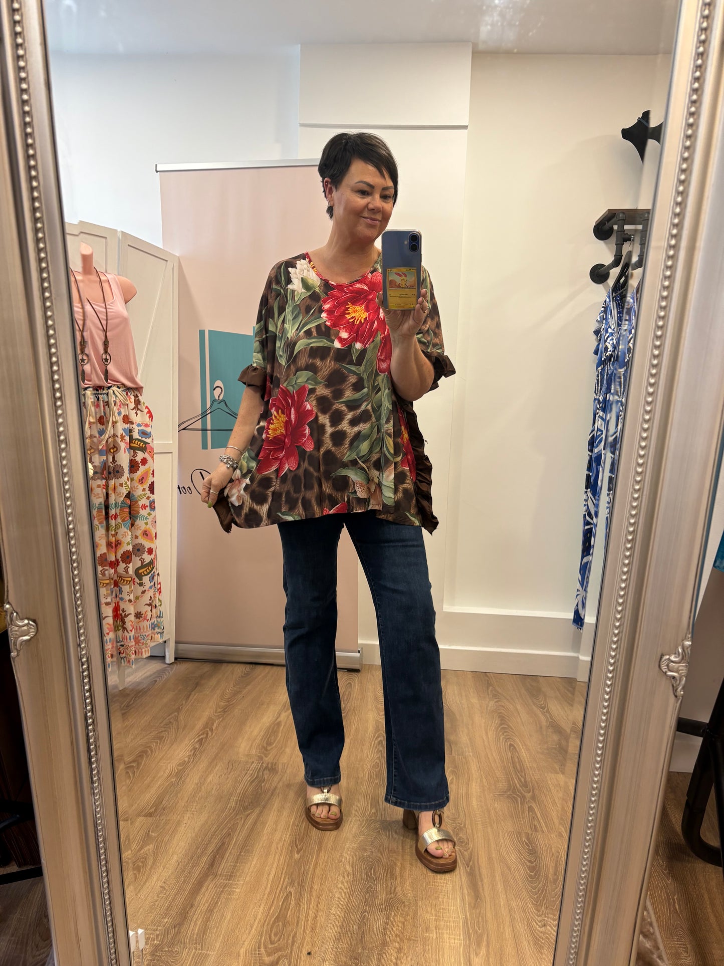 Floral, Frill Edge, Oversized Top