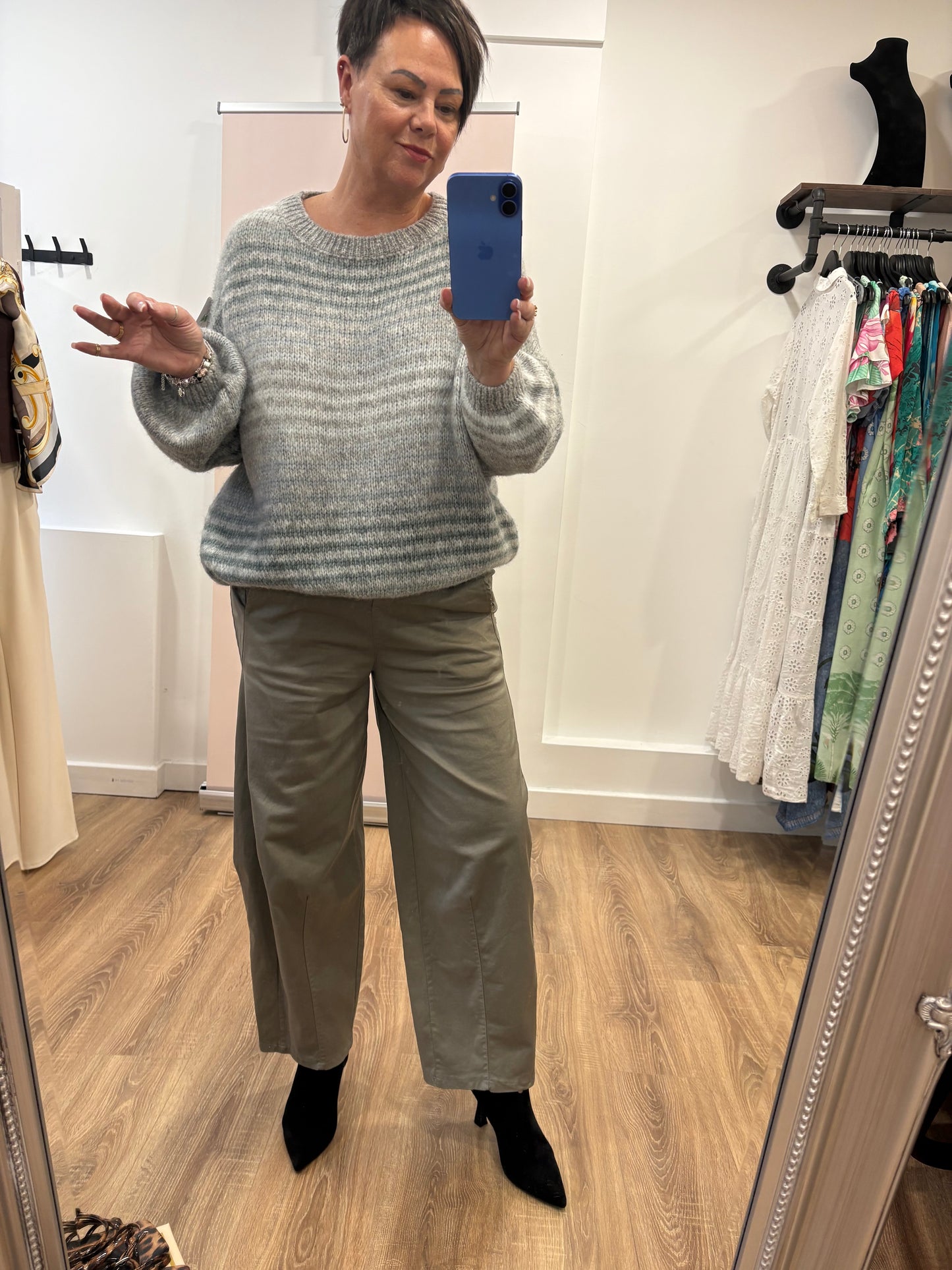 Oversized striped knit with Balloon Sleeve
