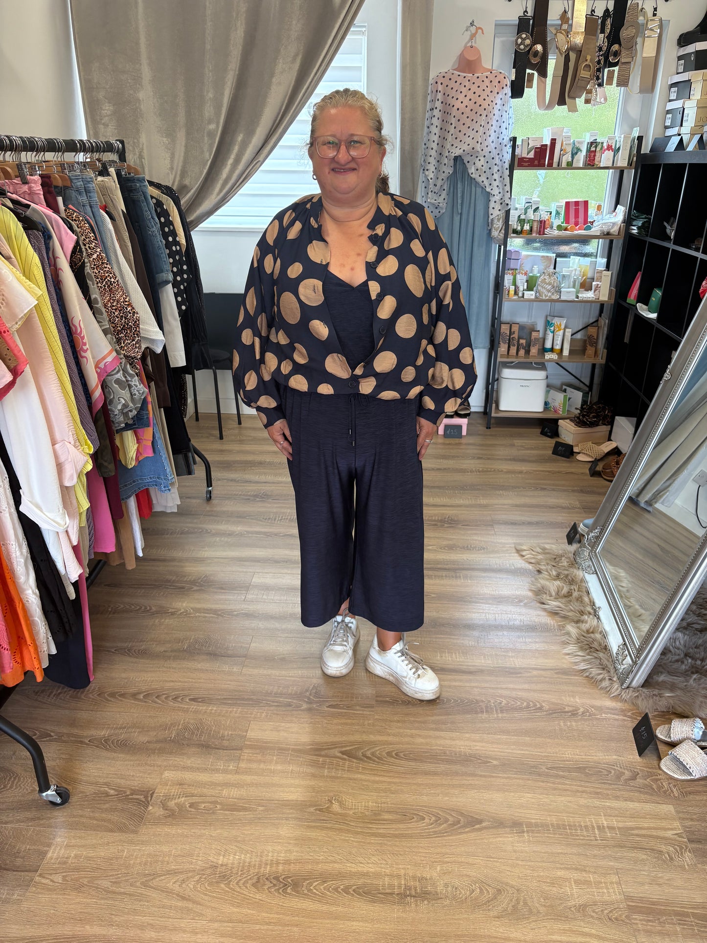 Spotty Gathered Hem Blouse/ Jacket