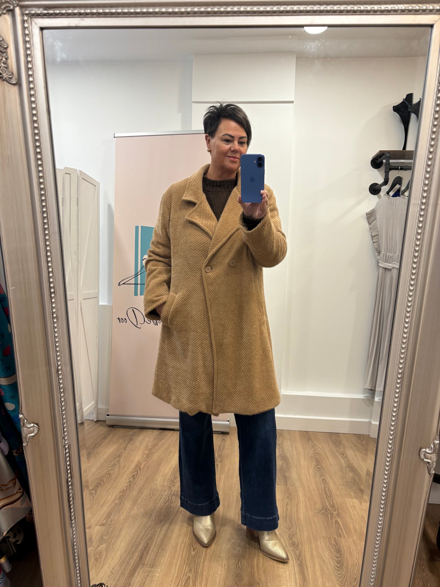 Double Breasted Coat with Animal Lining