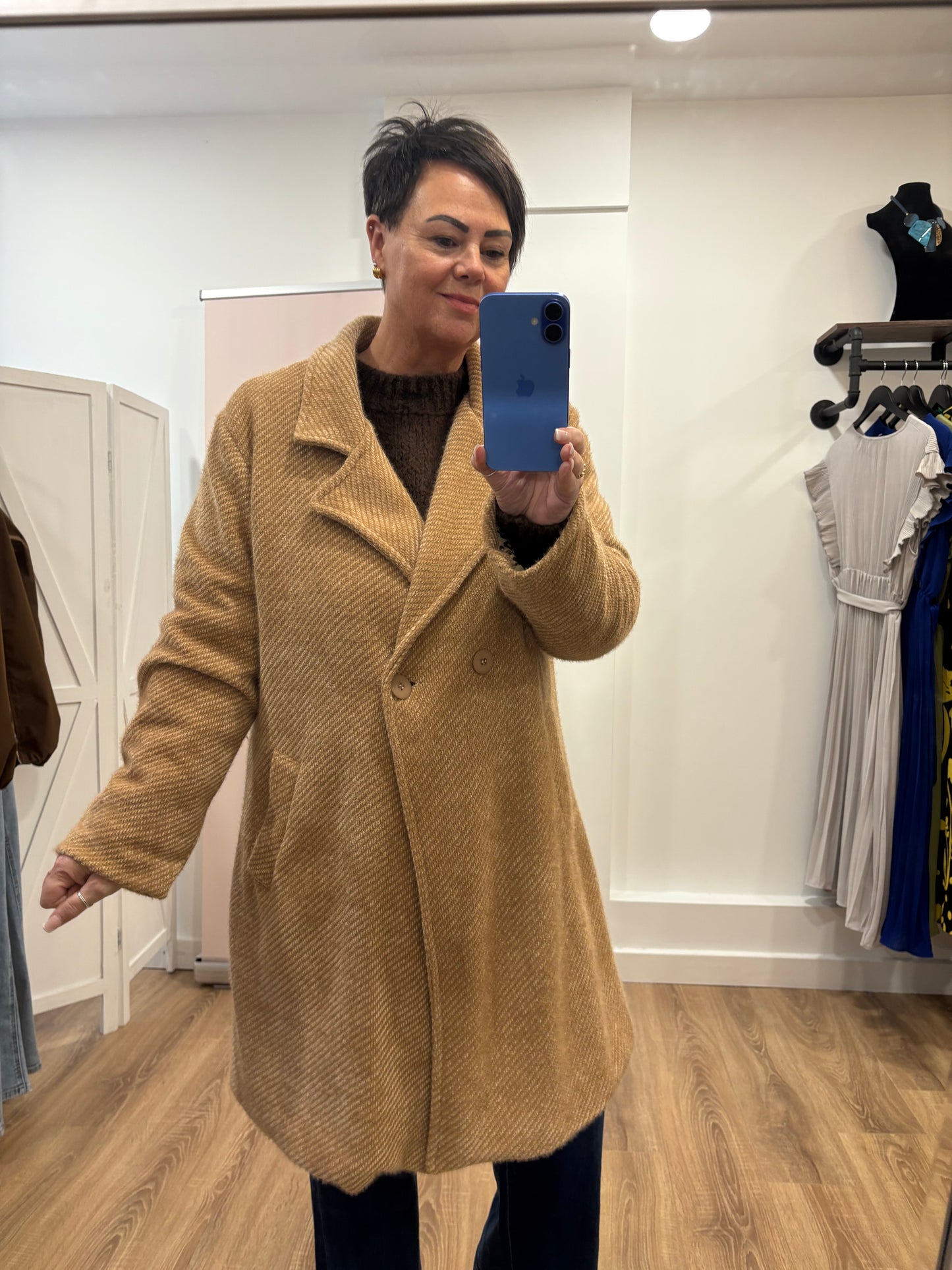 Double Breasted Coat with Animal Lining