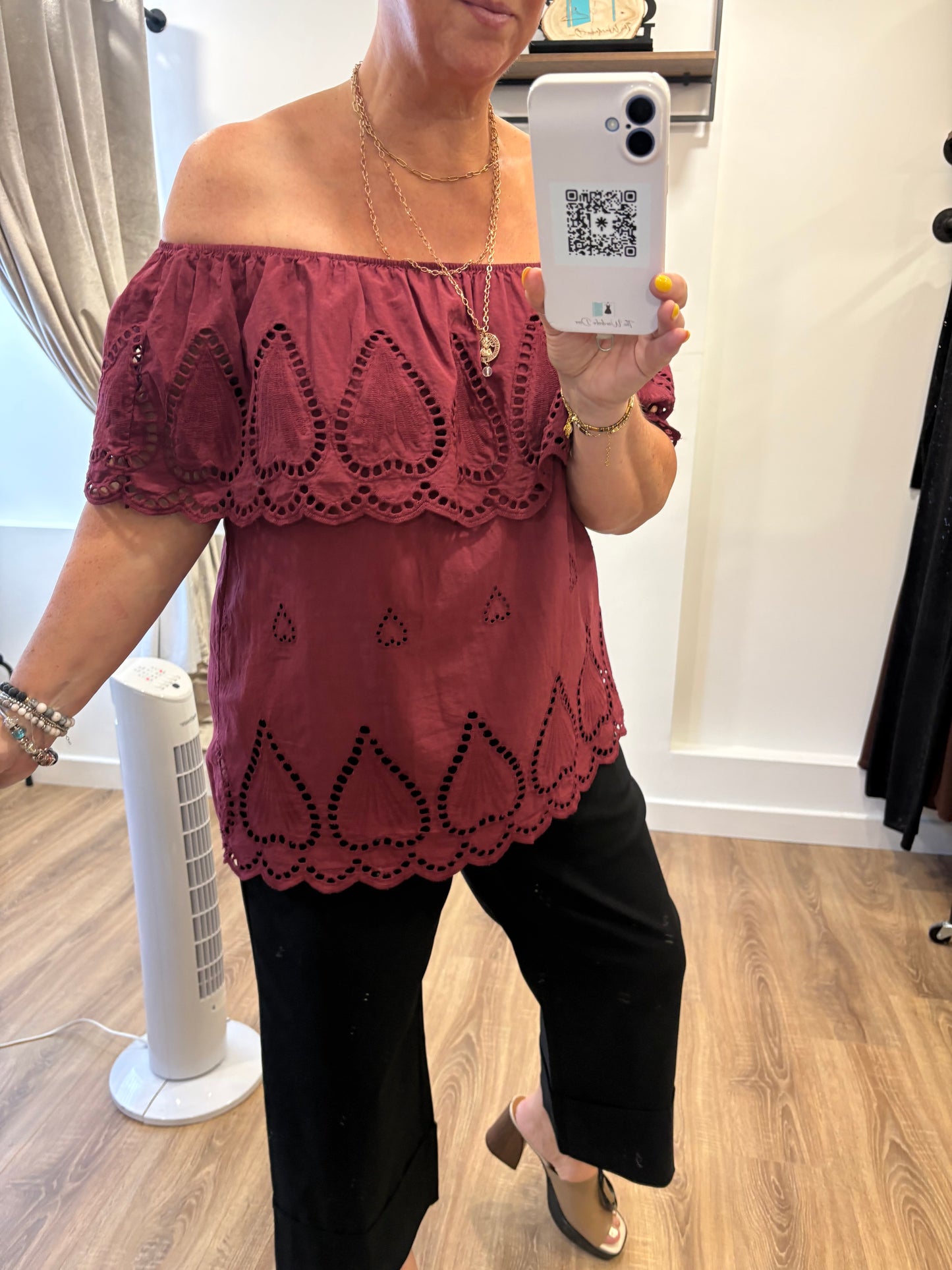 Broderie Anglaise Bardot Top