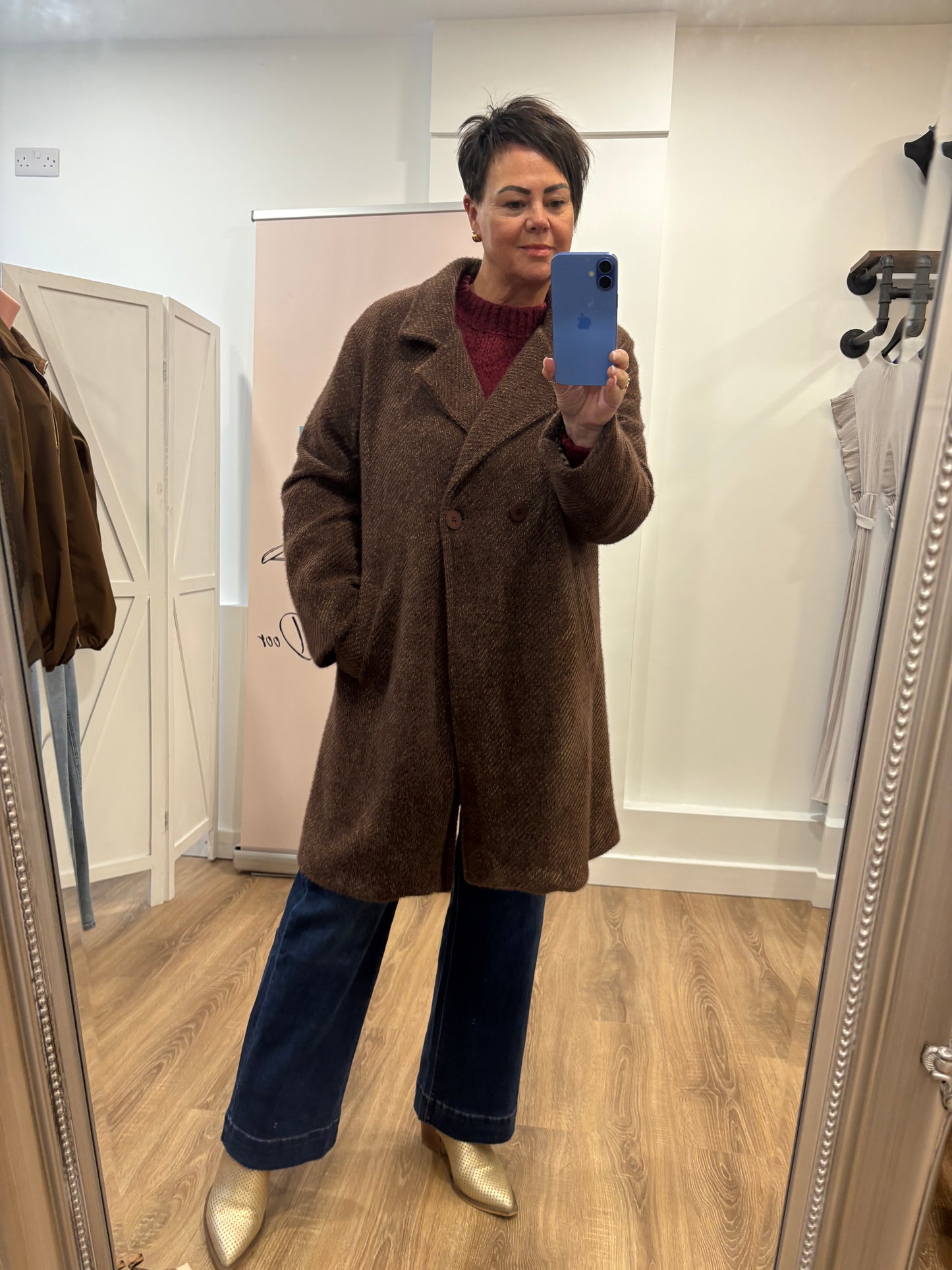 Double Breasted Coat with Animal Lining