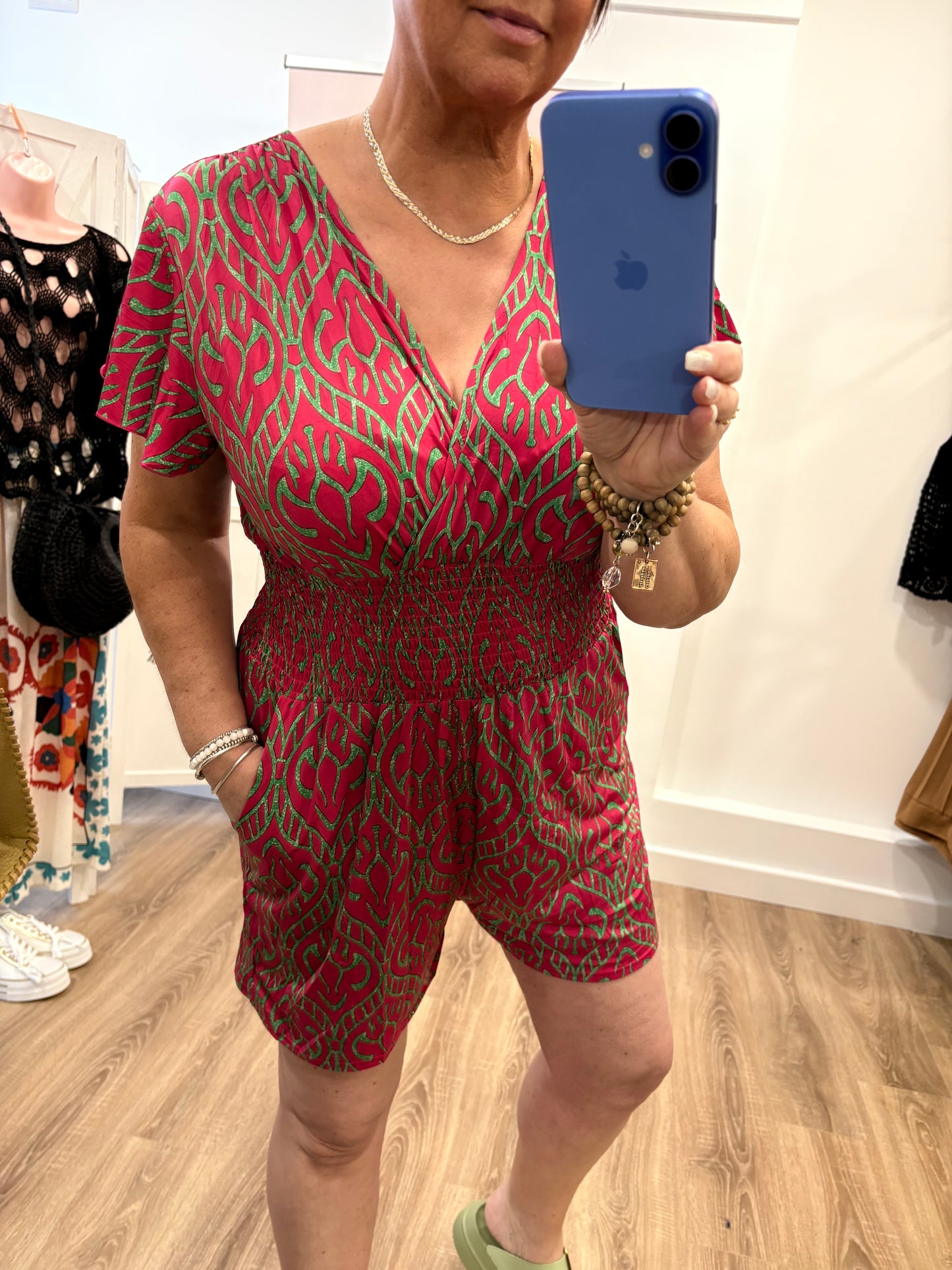Slinky, Stretch, Tile Print Playsuit