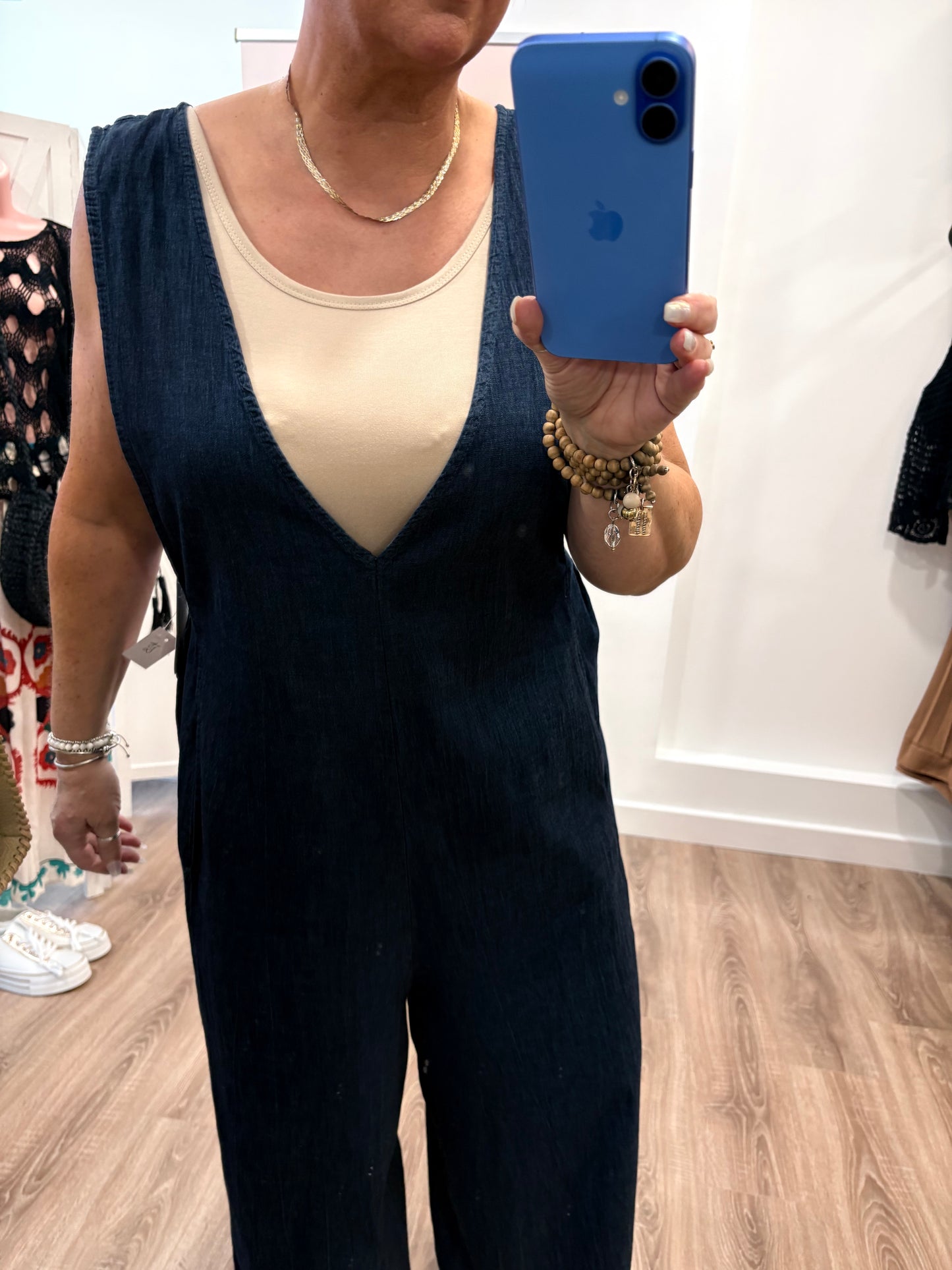 Denim Wide Leg Dungarees