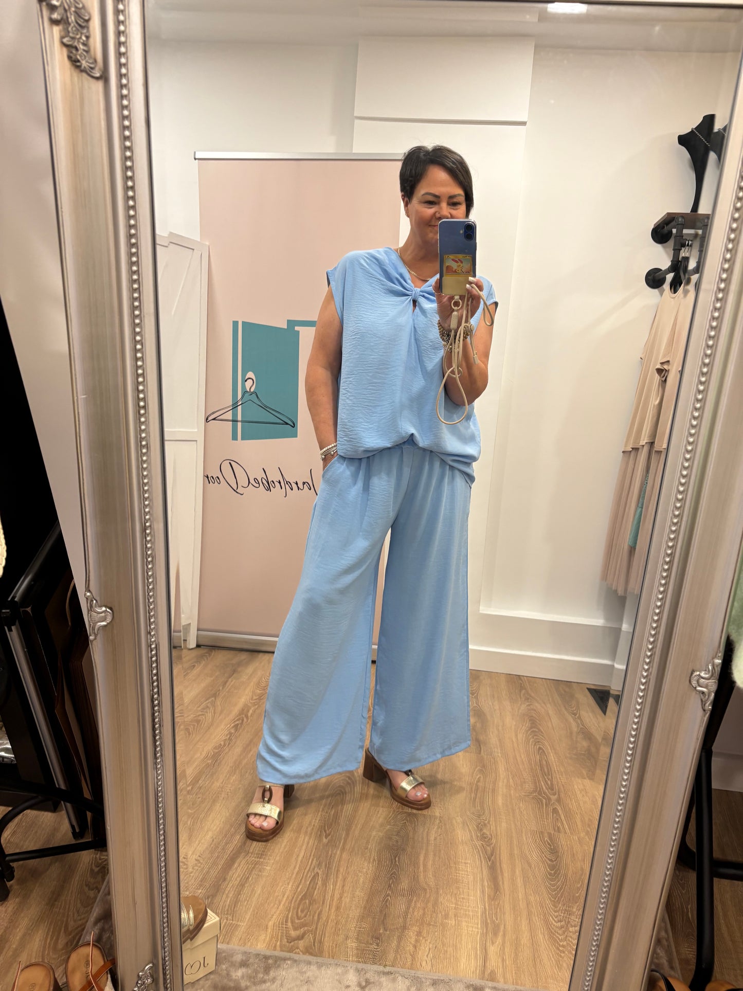 Knot Front Wide leg 2-piece Trouser Suit