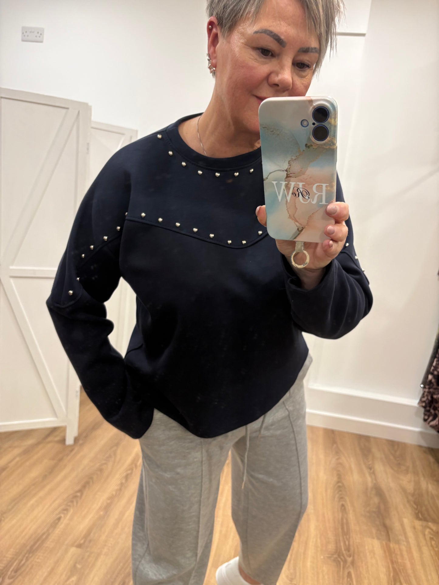 Silver Stud Detail Sweatshirt