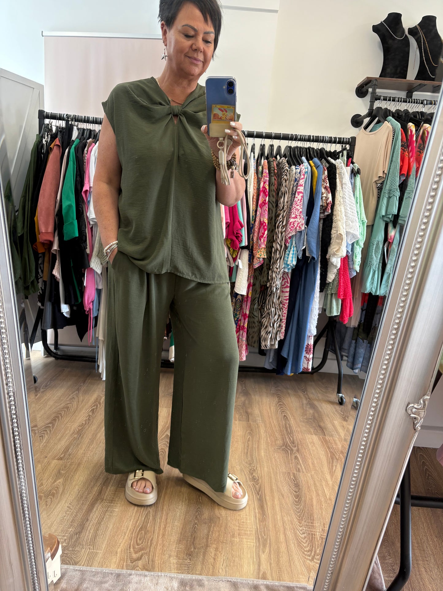 Knot Front Wide leg 2-piece Trouser Suit