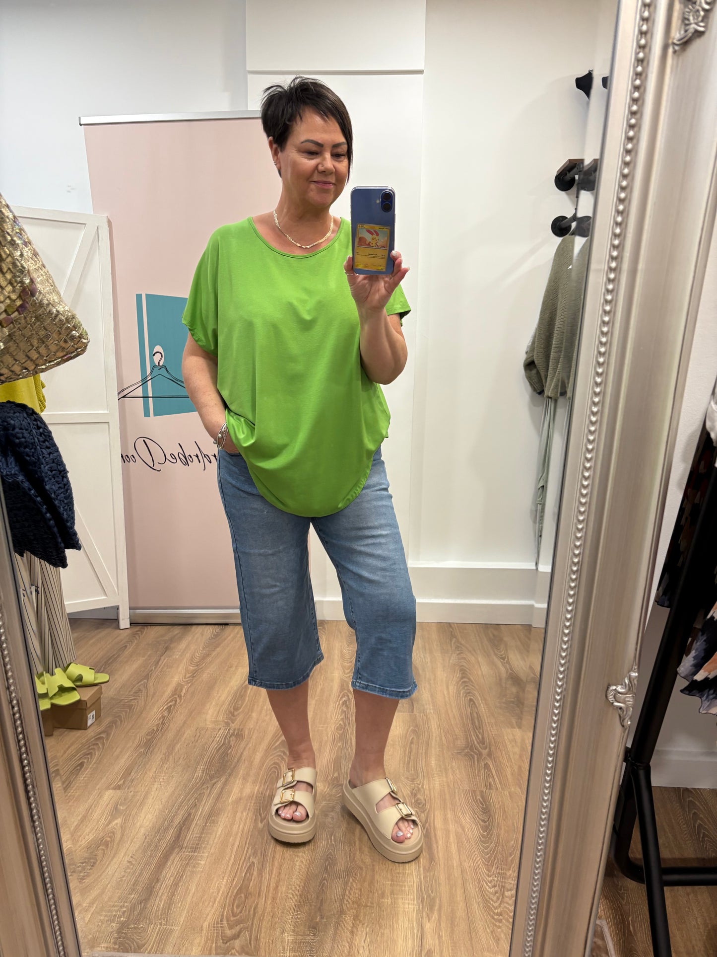 Stretch Denim Capri Trousers