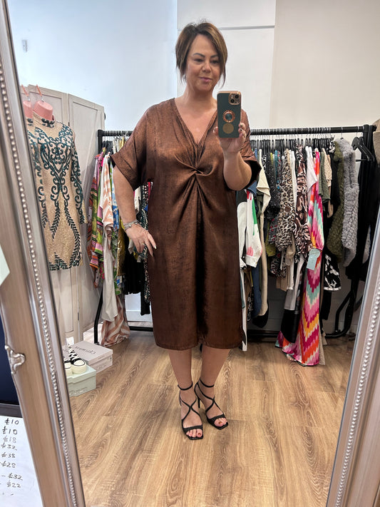 Metallic Twist Front Midaxi Dress.