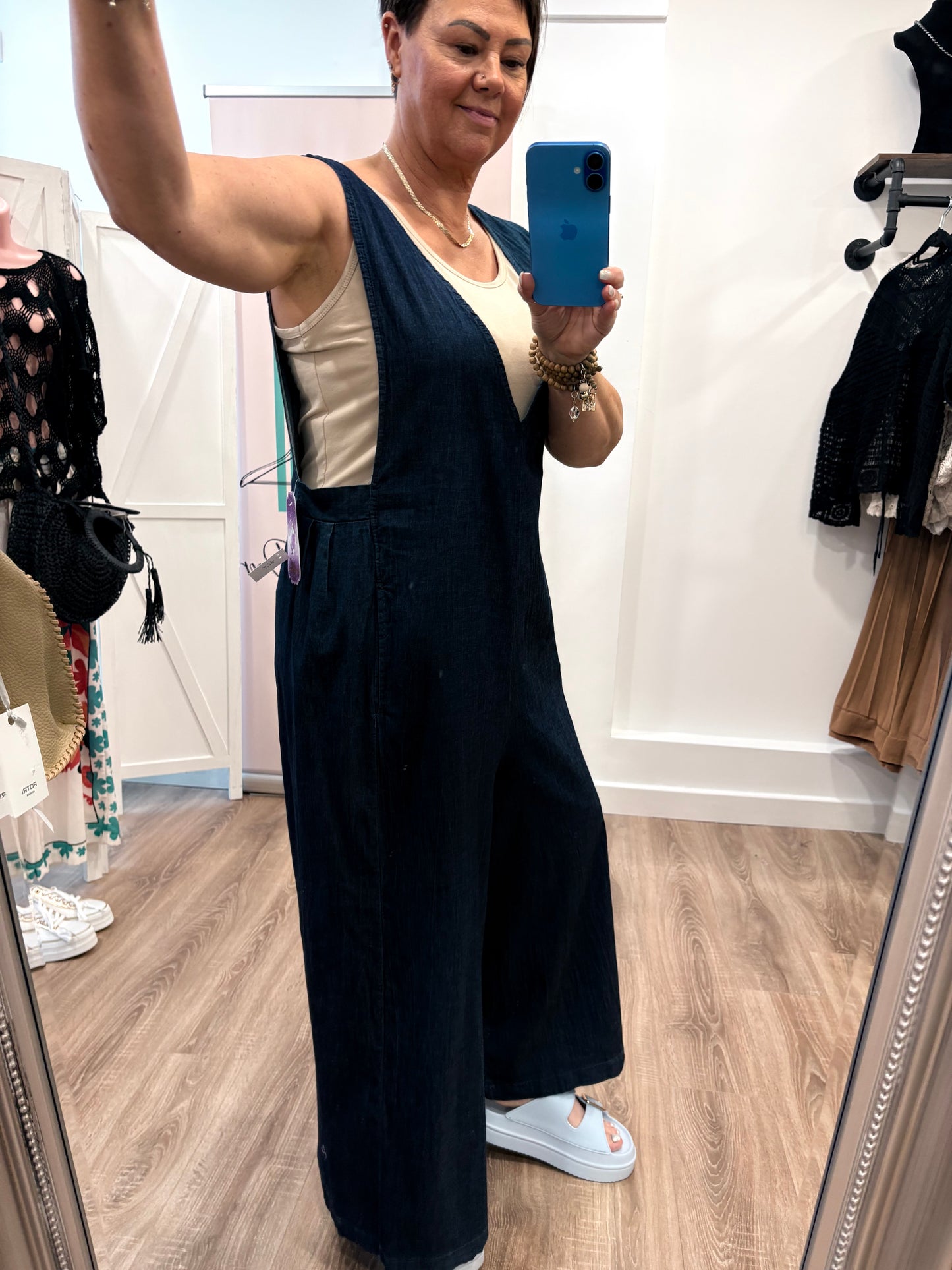 Denim Wide Leg Dungarees