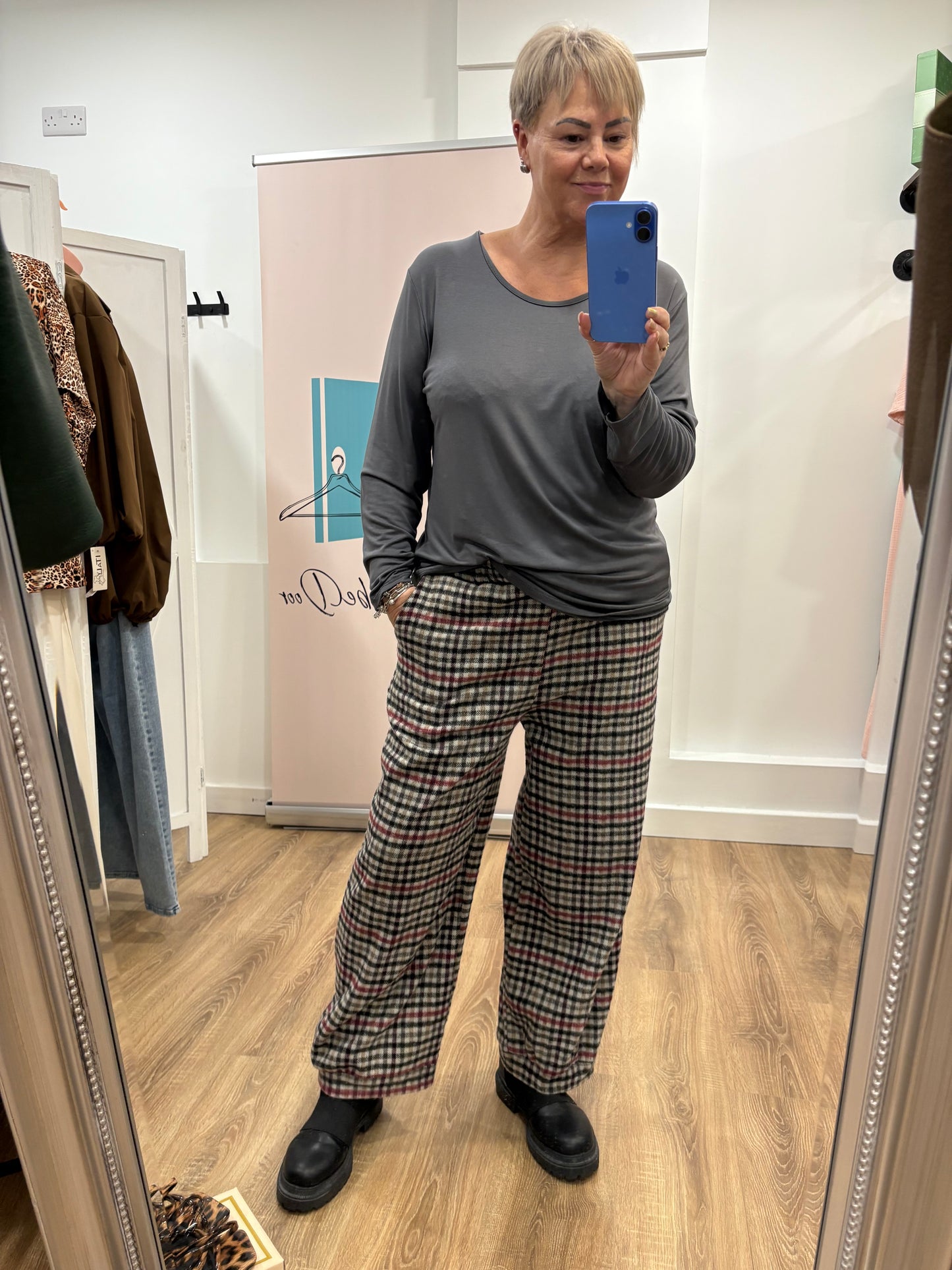 Checked Balloon Trousers
