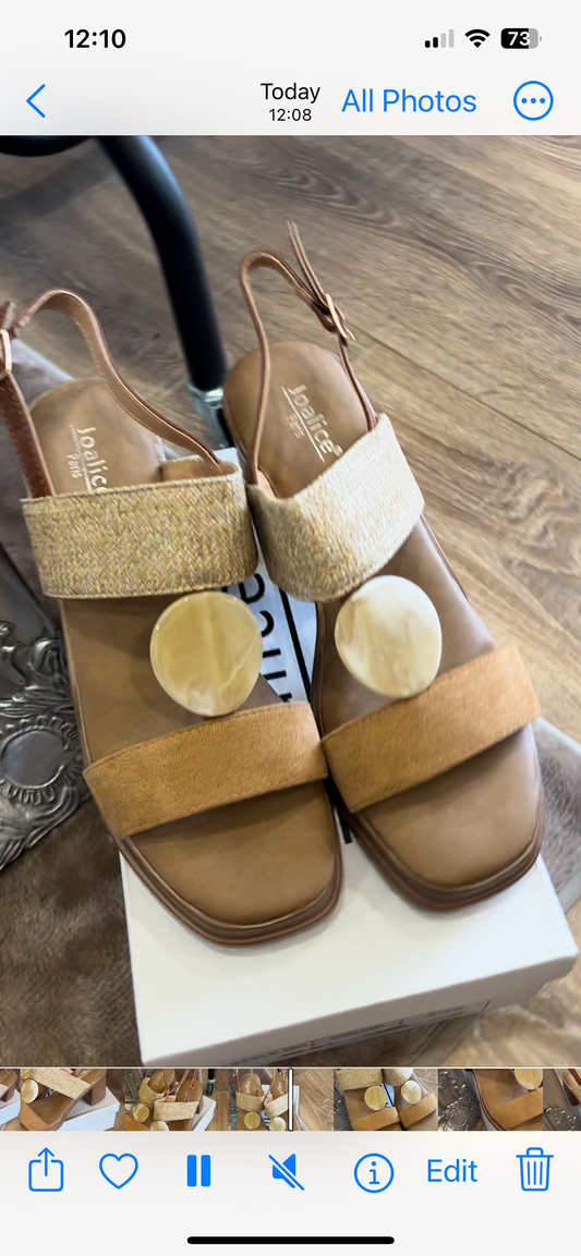 Beige and Tan heeled sandal