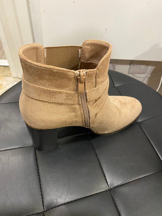 Beige Heeled Ankle Boot