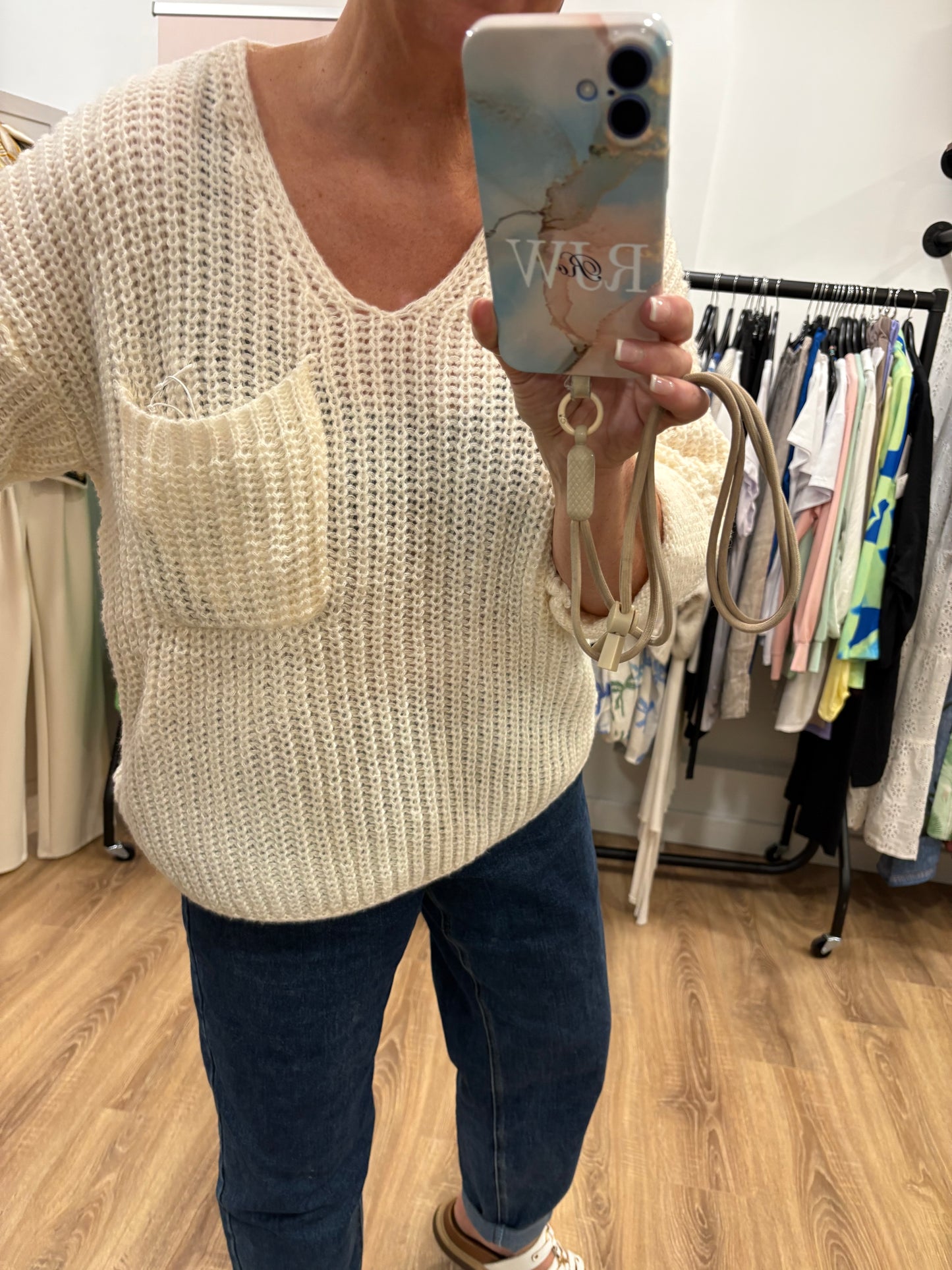 Loose Knit, Half sleeve, pocket jumper