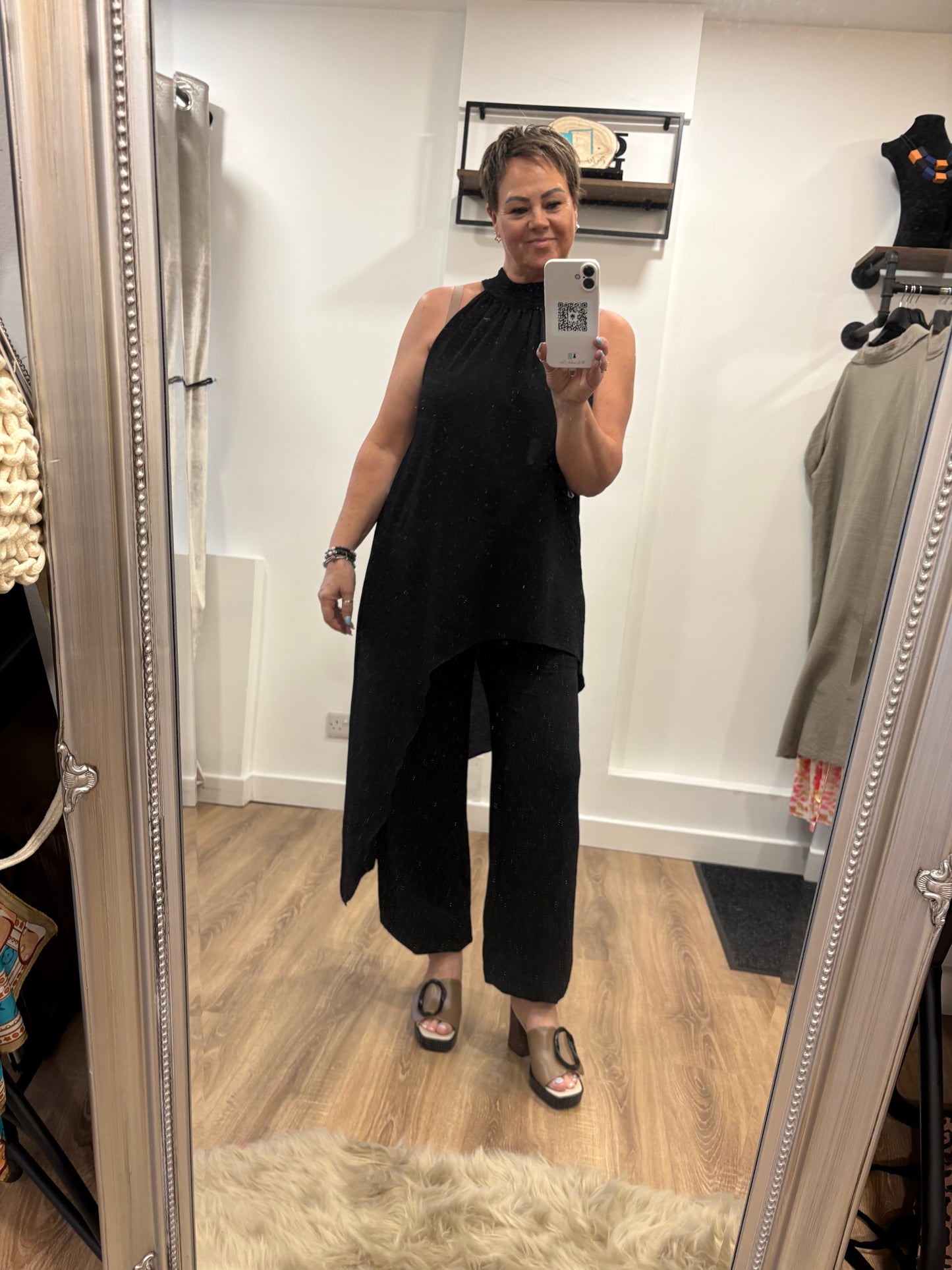 Halter Neck Trouser Set - Black
