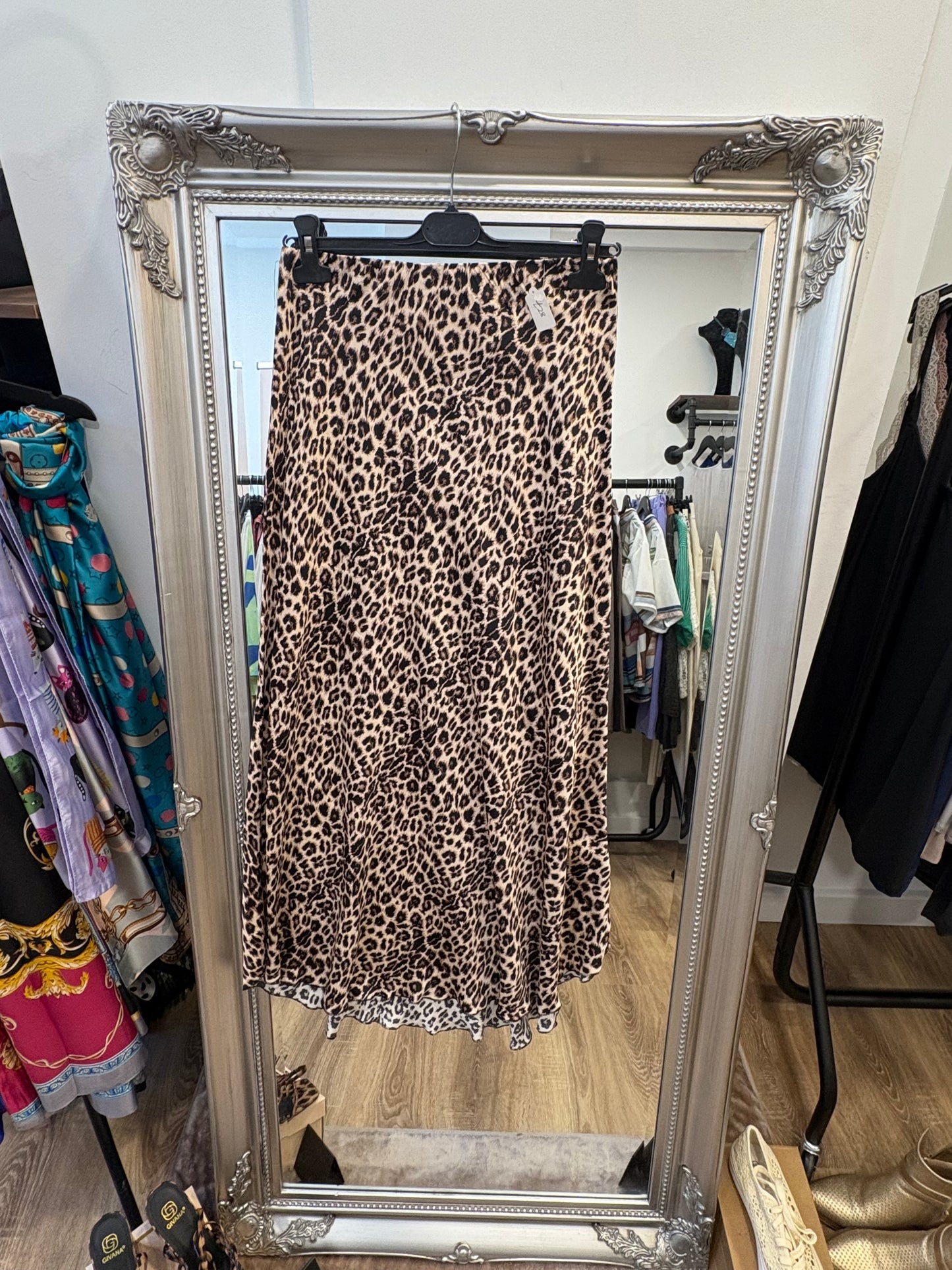 Animal Print, Satin, Bias cut Midaxi Skirt