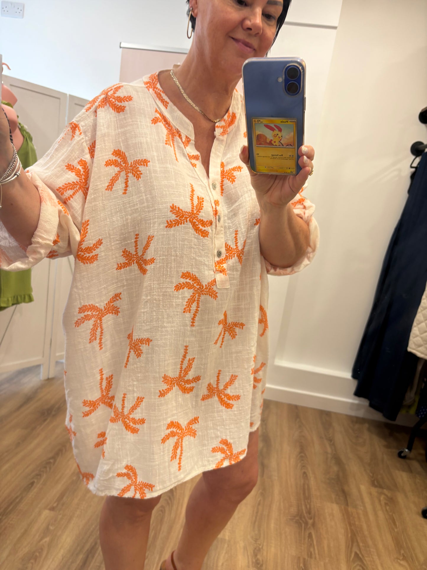 Palm Tree Cotton Grandad Shirt