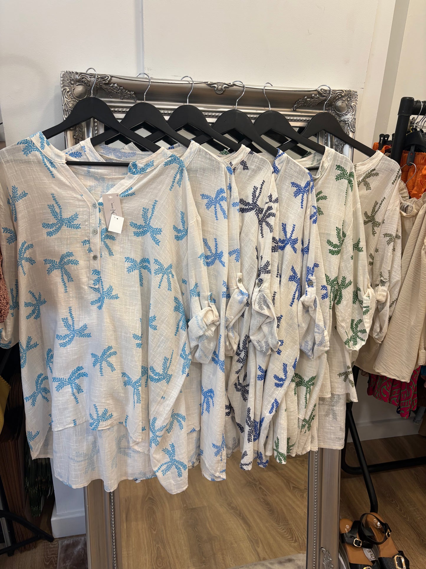 Palm Tree Cotton Grandad Shirt