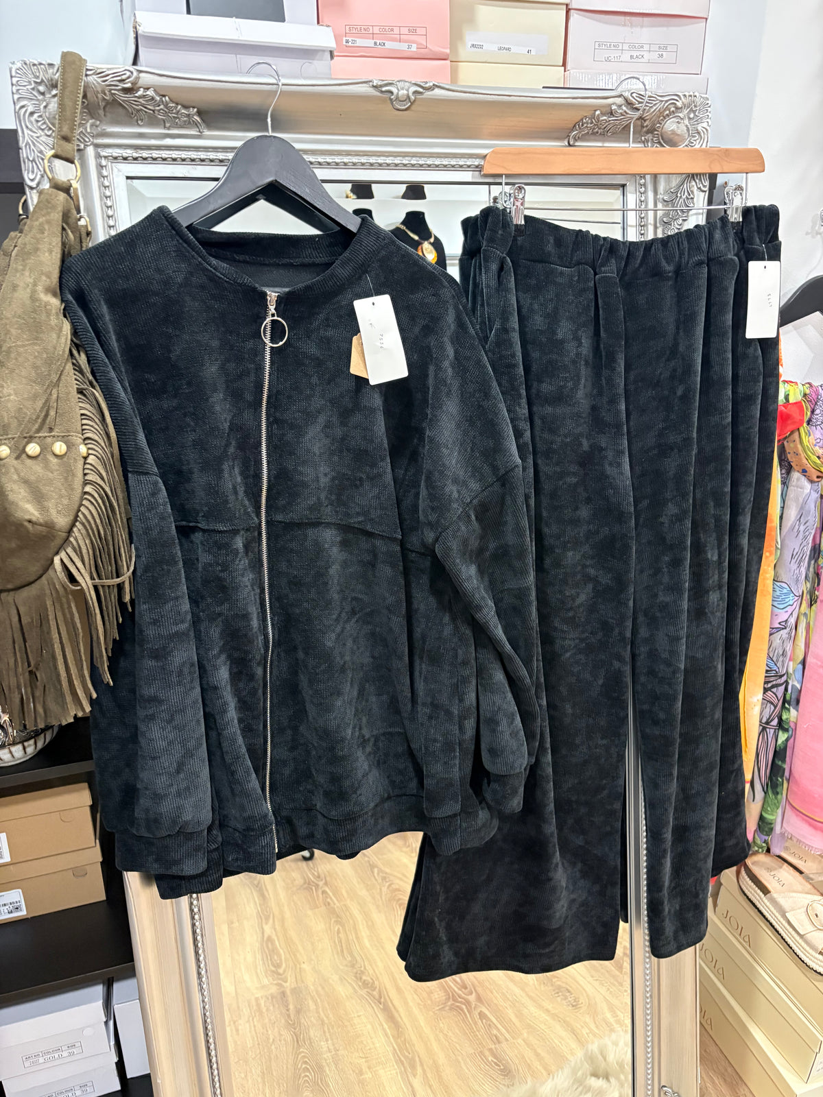Soft, Textured, Zip Jacket Lounge Set