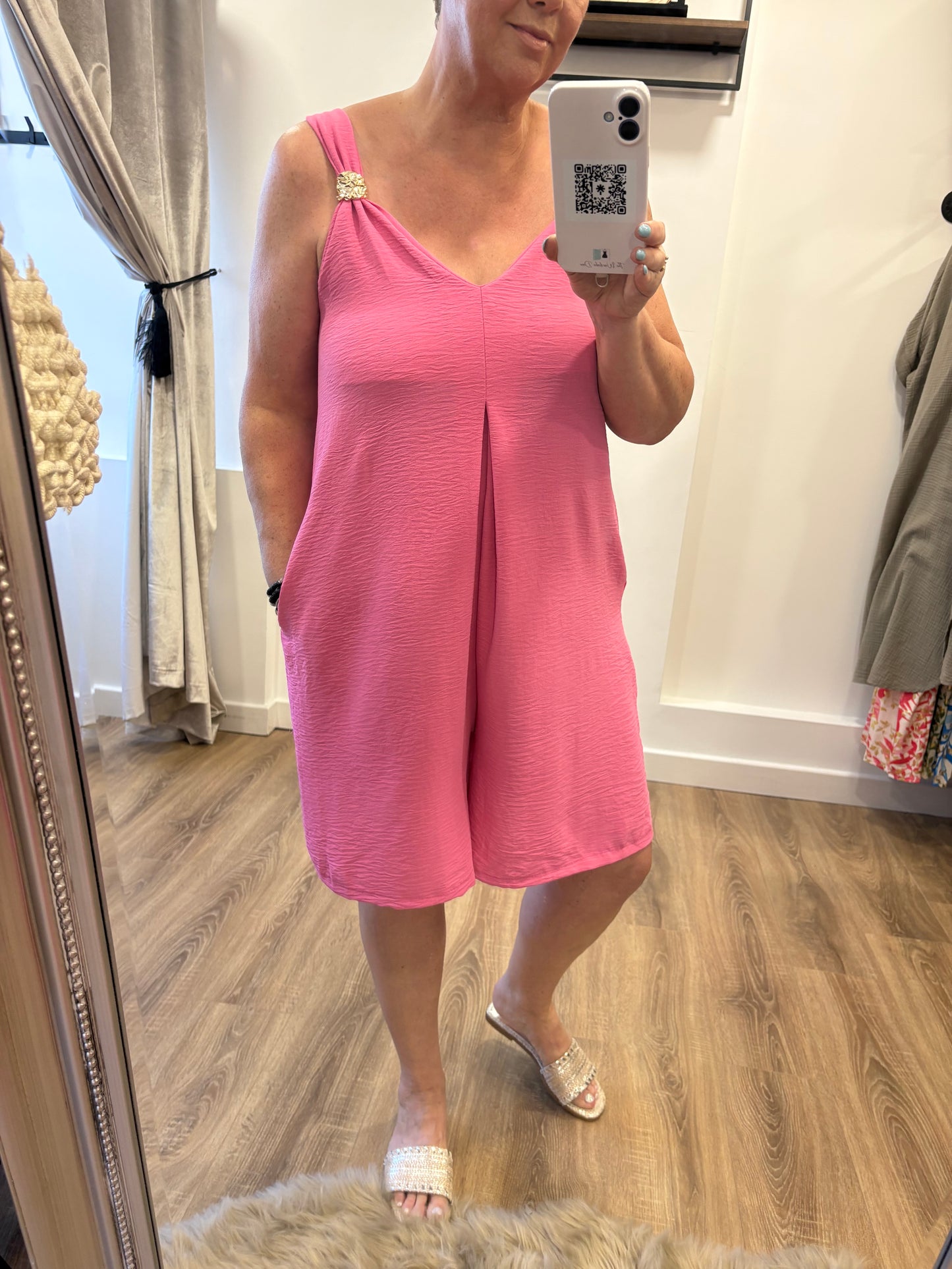 Gold Detail Playsuit - Pink
